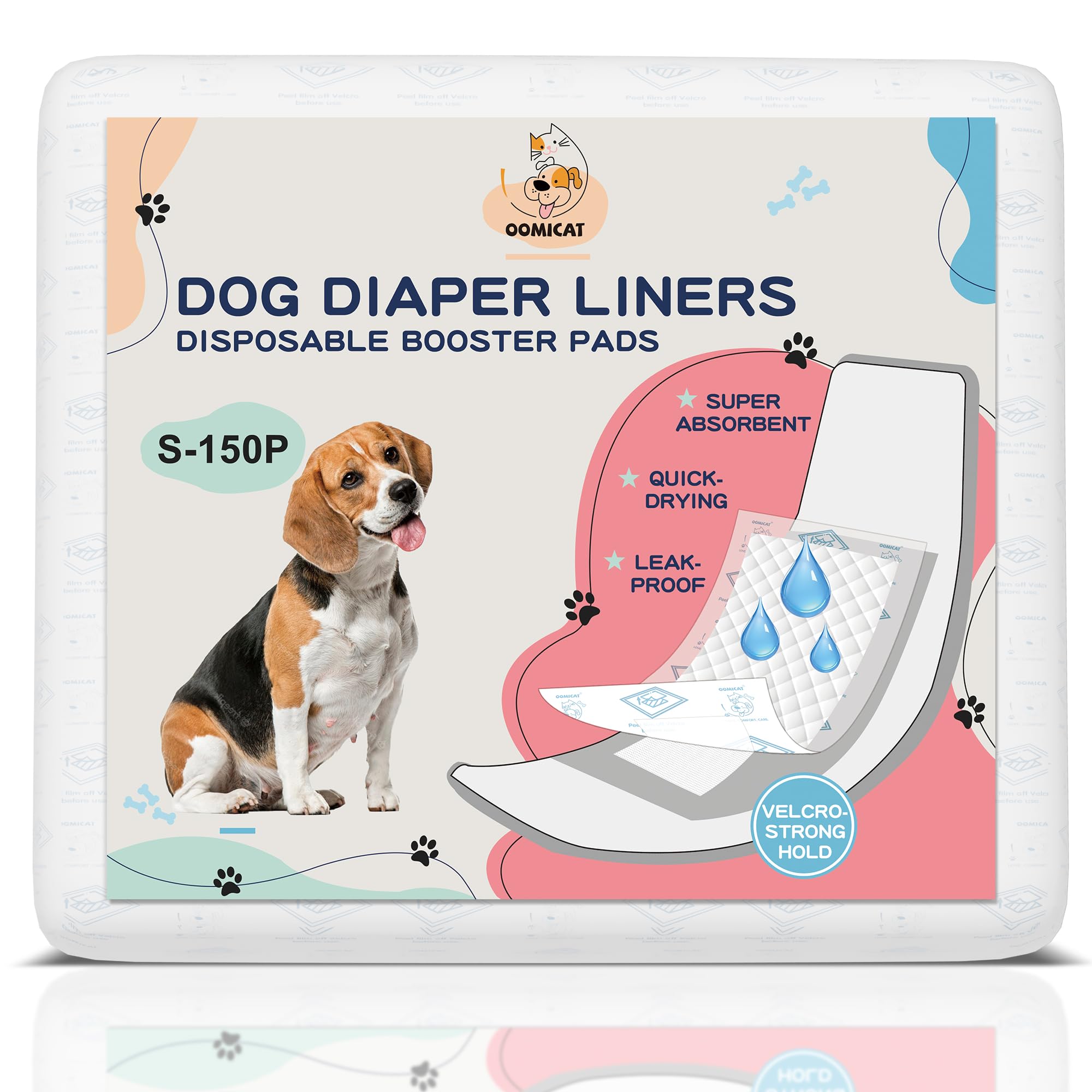 OOMICAT dog diaper liners 150-count pack for reliable all-day protection