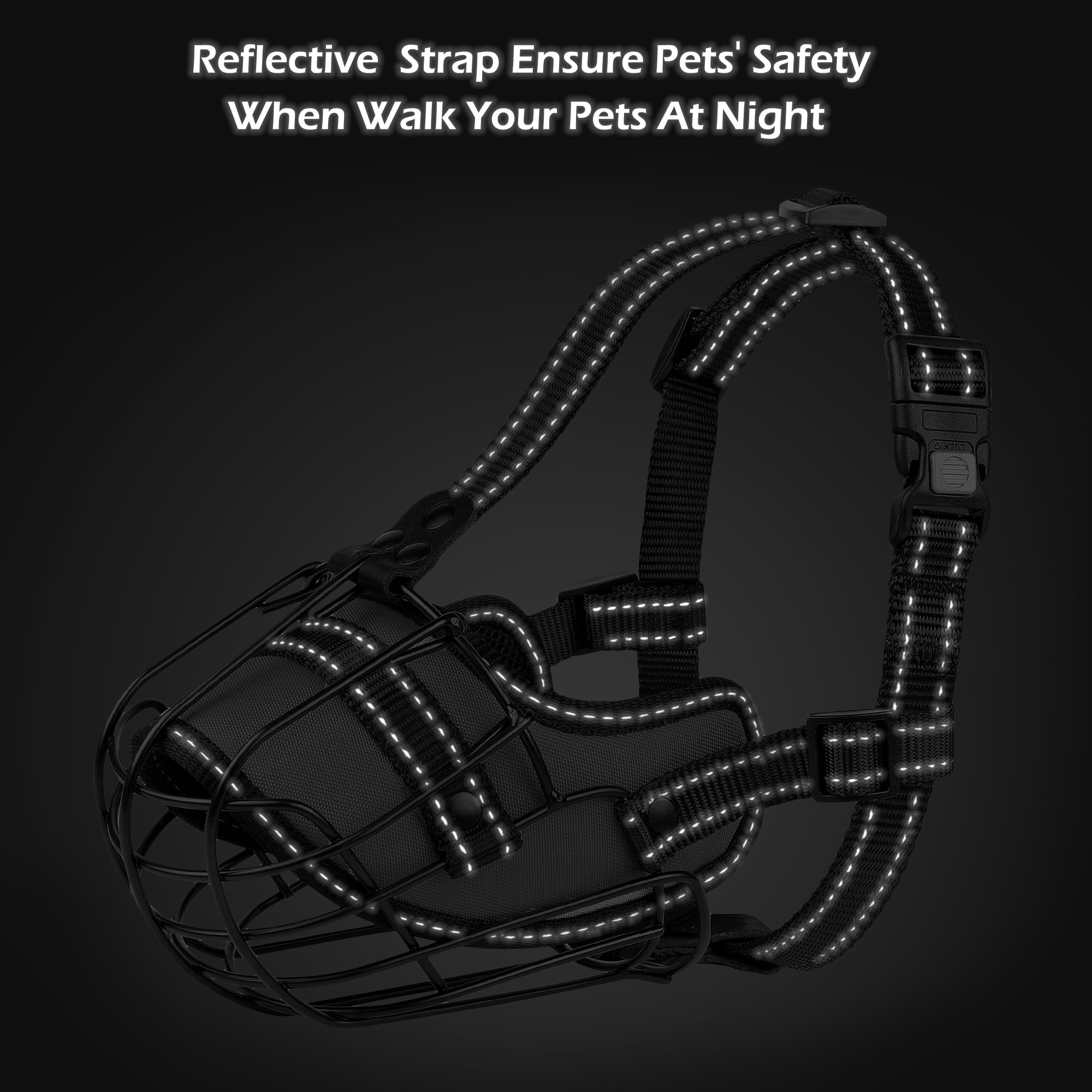 OOPSDOGGY Large dog muzzle shows sturdy stainless steel wire construction.
