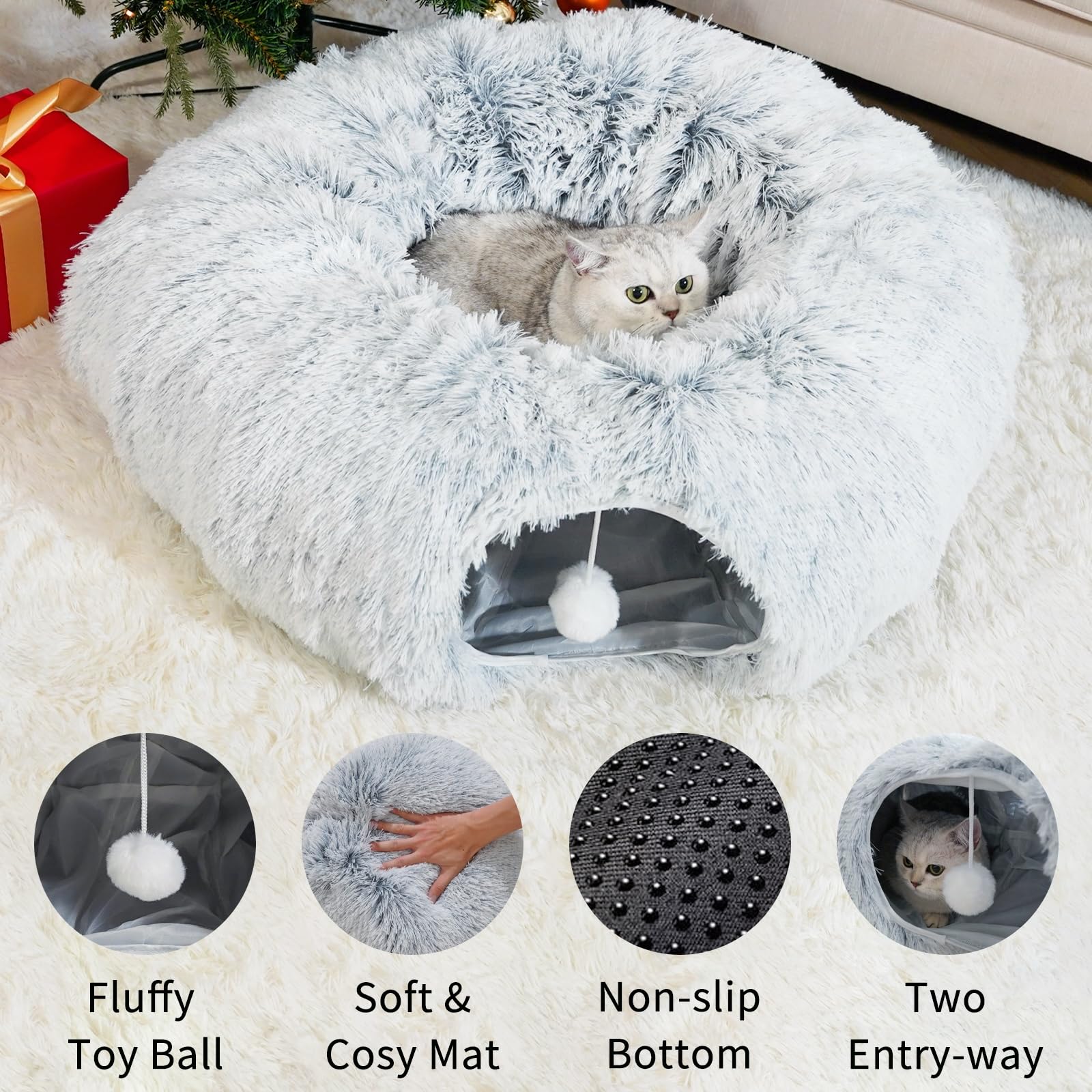 OOZAZEMM large cat tunnel with stable frame supports bigger breeds