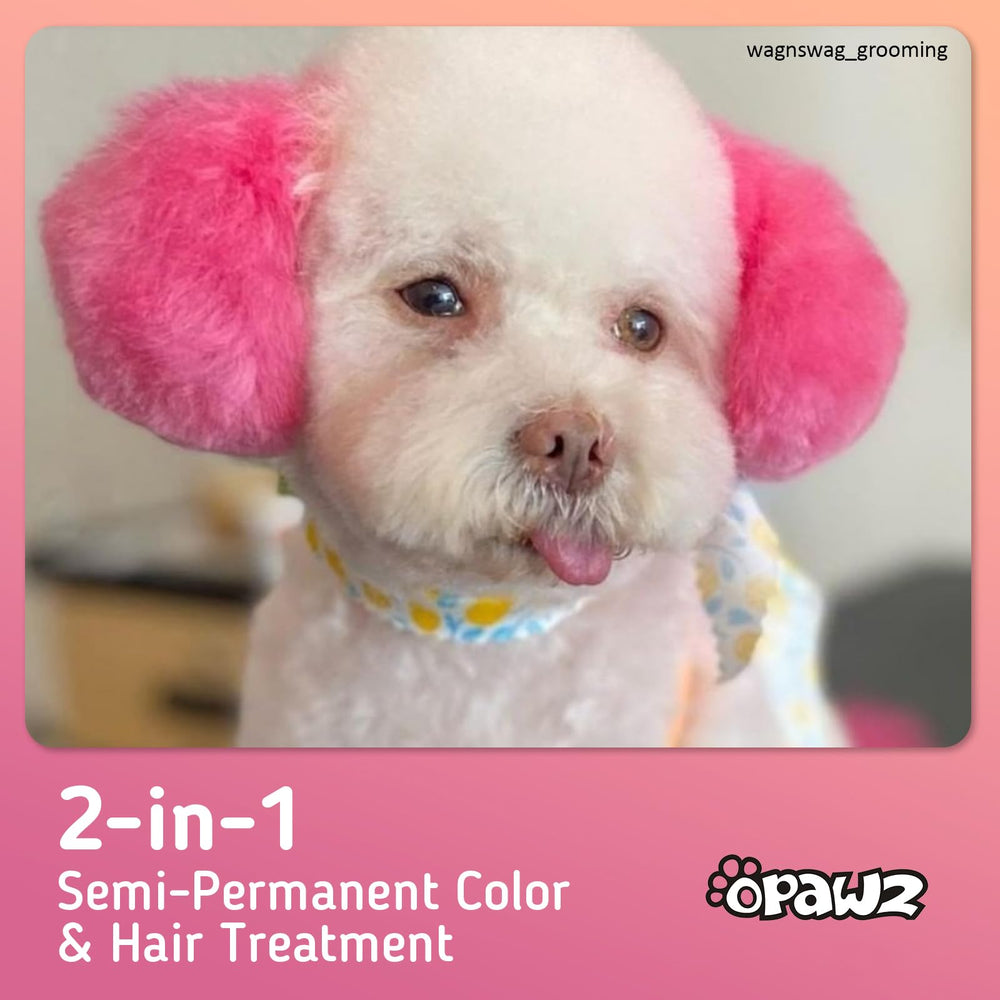 OPAWZ color mask after bath delivers ready‑to‑style color on light fur.