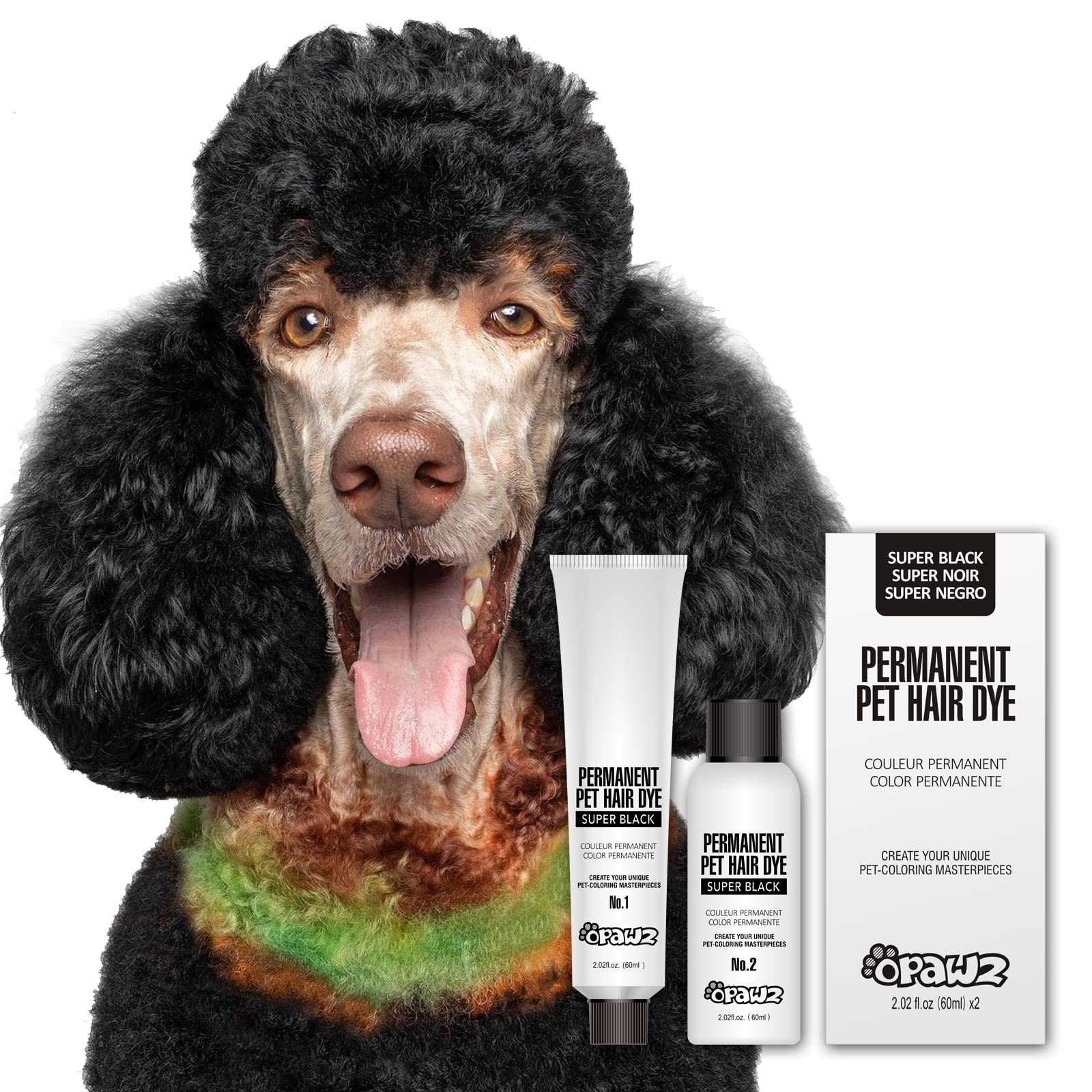 OPAWZ Super Black packaging showing salon-grade dye option for dogs