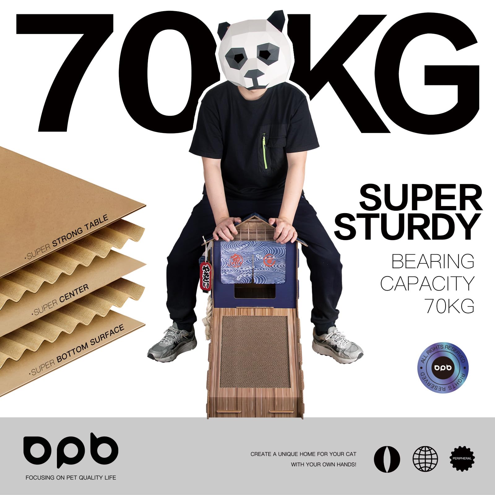 opbodqo cardboard cat house metal bell feature adds playful sound