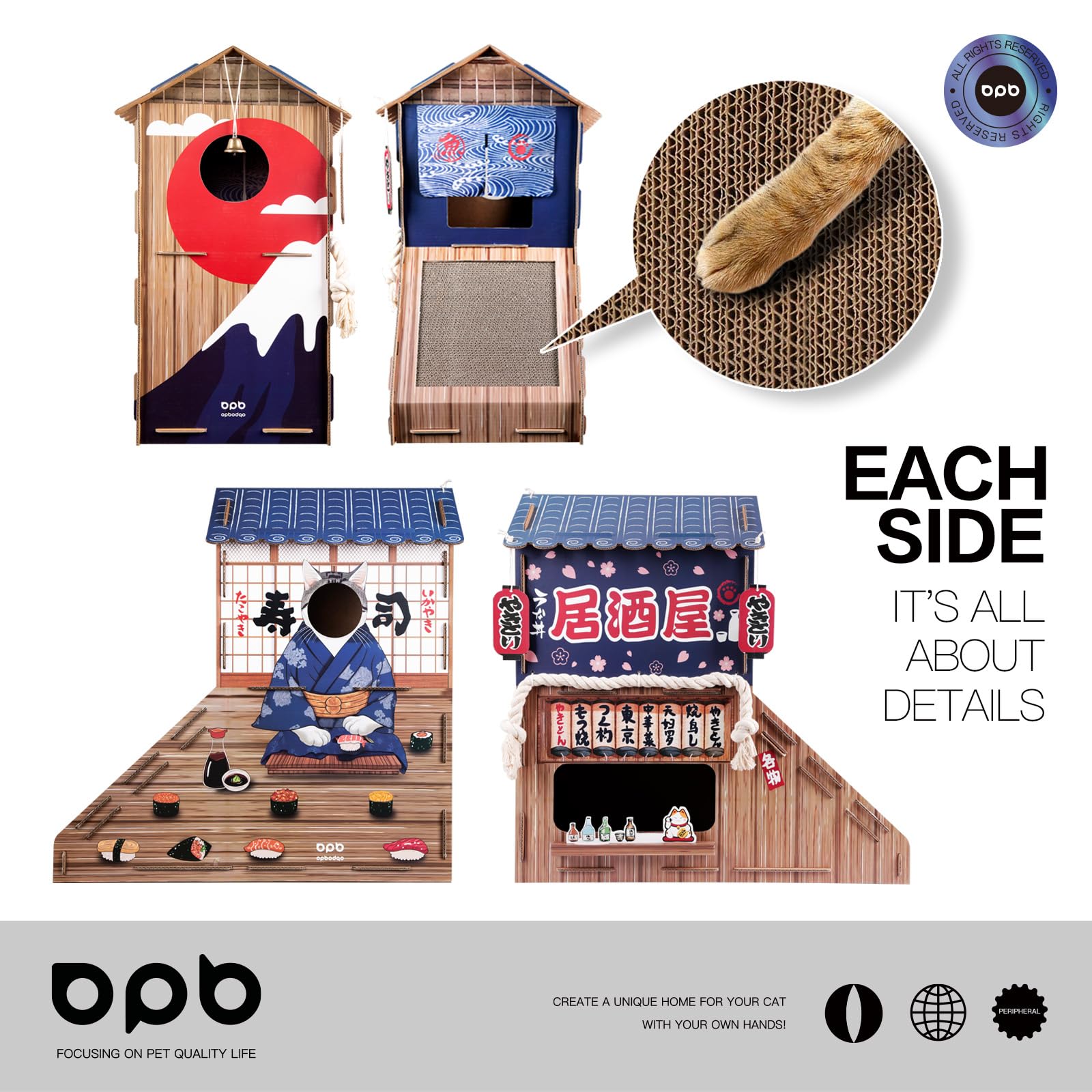 opbodqo cardboard cat house scratching board side enables paw sharpening