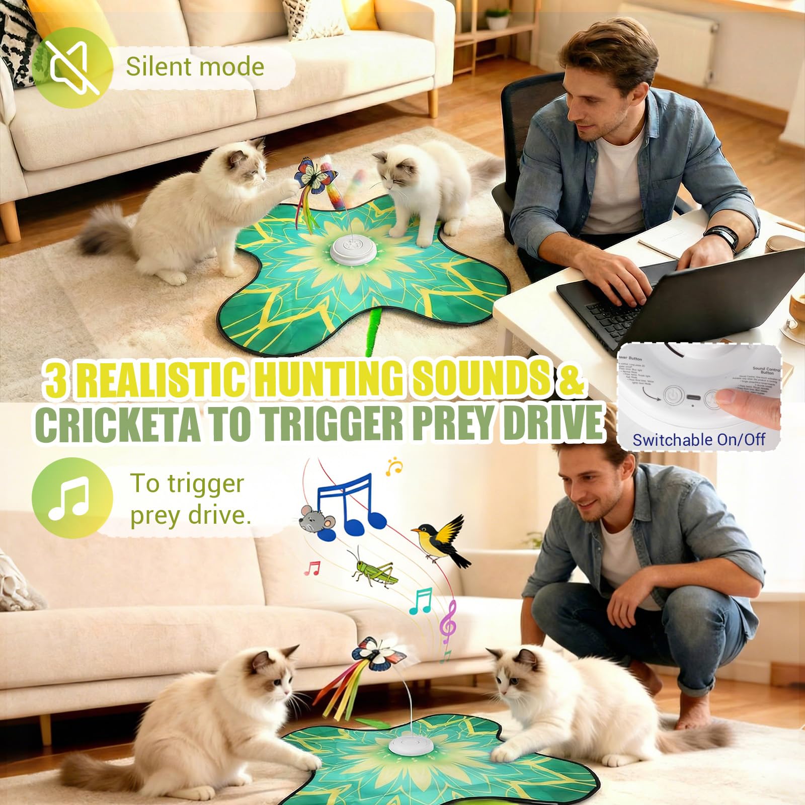 OPDEKEHA cat toy with non-slip suction cups stays in place