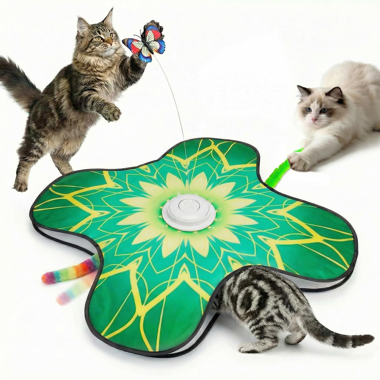 OPDEKEHA interactive cat toy with dual wands for engaging multi-cat play