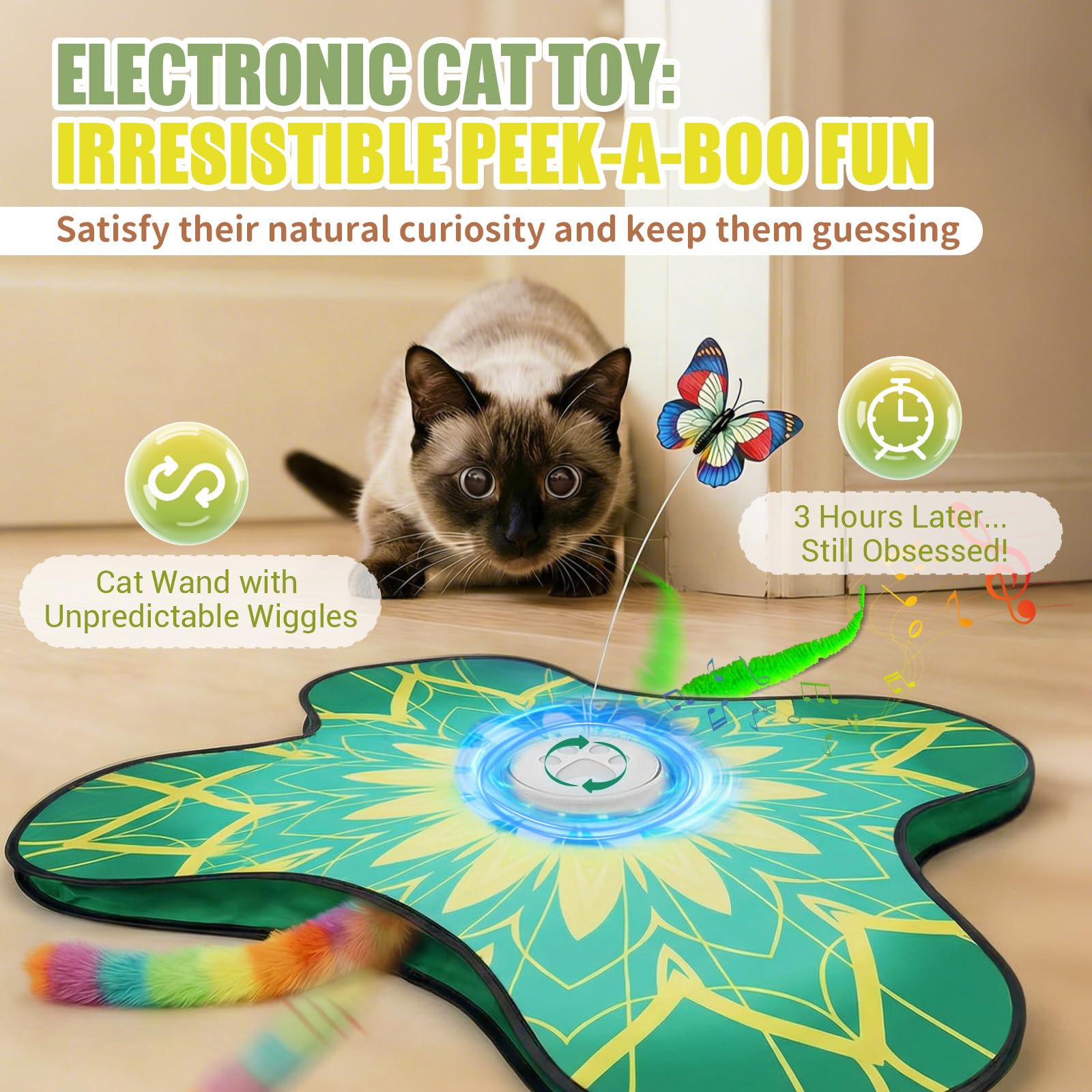 OPDEKEHA touch activated cat toy boosts independent play and exercise