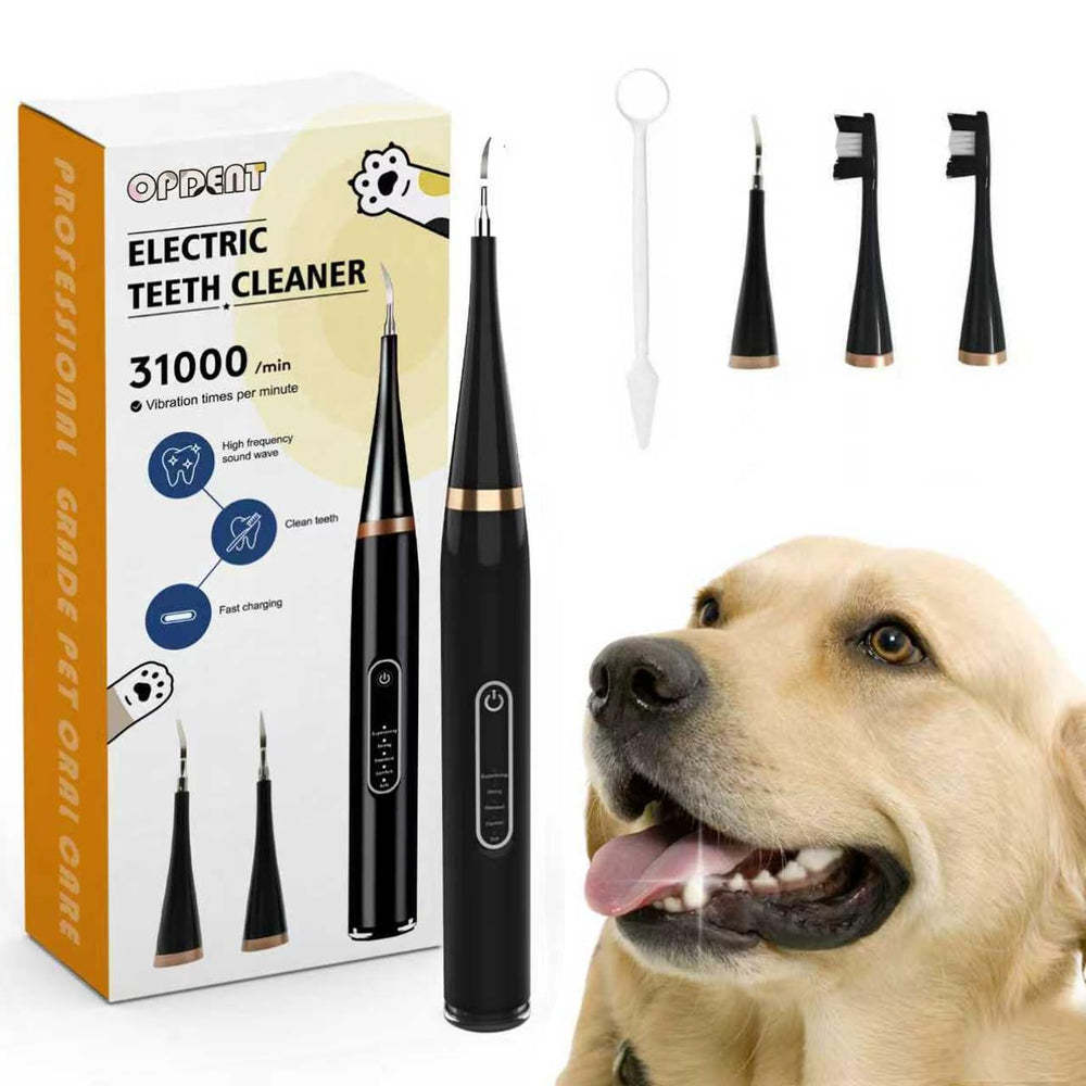 Opdent dog toothbrush kit in deep black with ergonomic design.