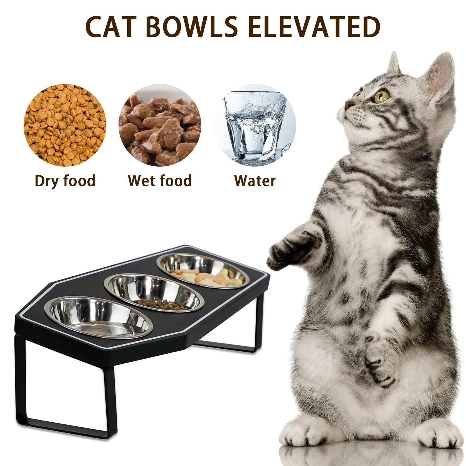 OPELETNNT raised cat bowls with 12oz capacity for small to medium cats.