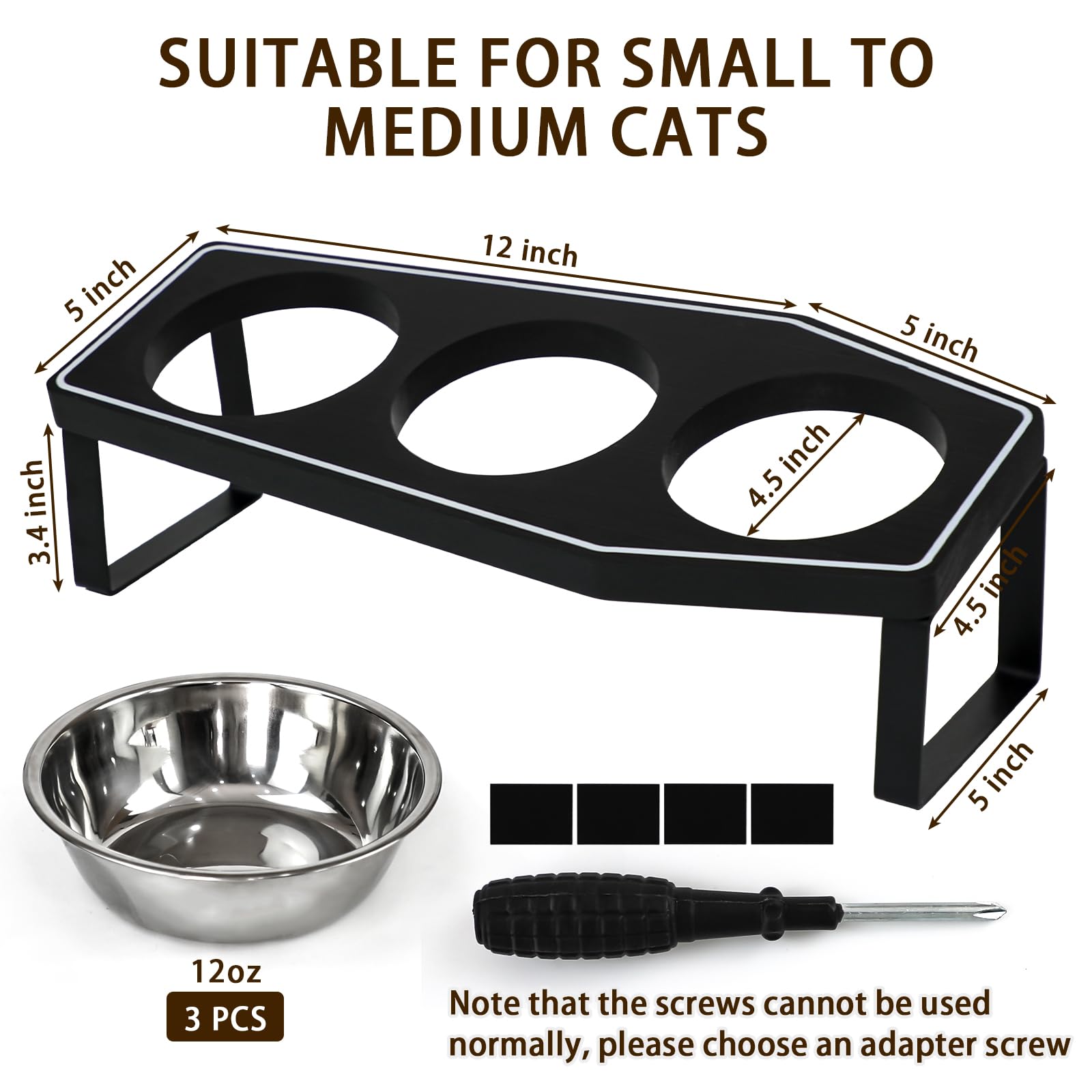 OPELETNNT stable stand with four non-slip feet keeps bowls steady during meals.