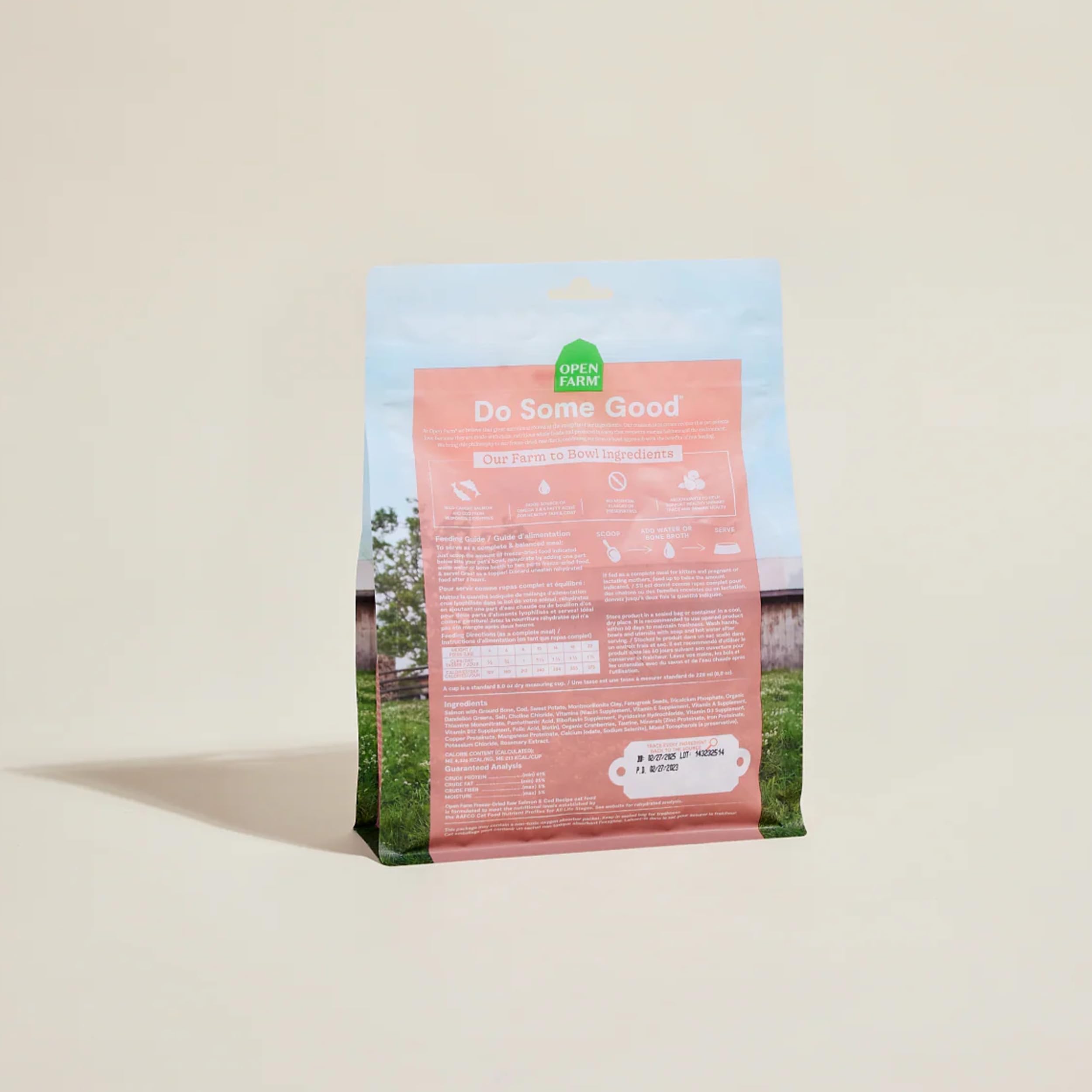 Open Farm 9oz bag packaging highlights convenience for busy feeders.
