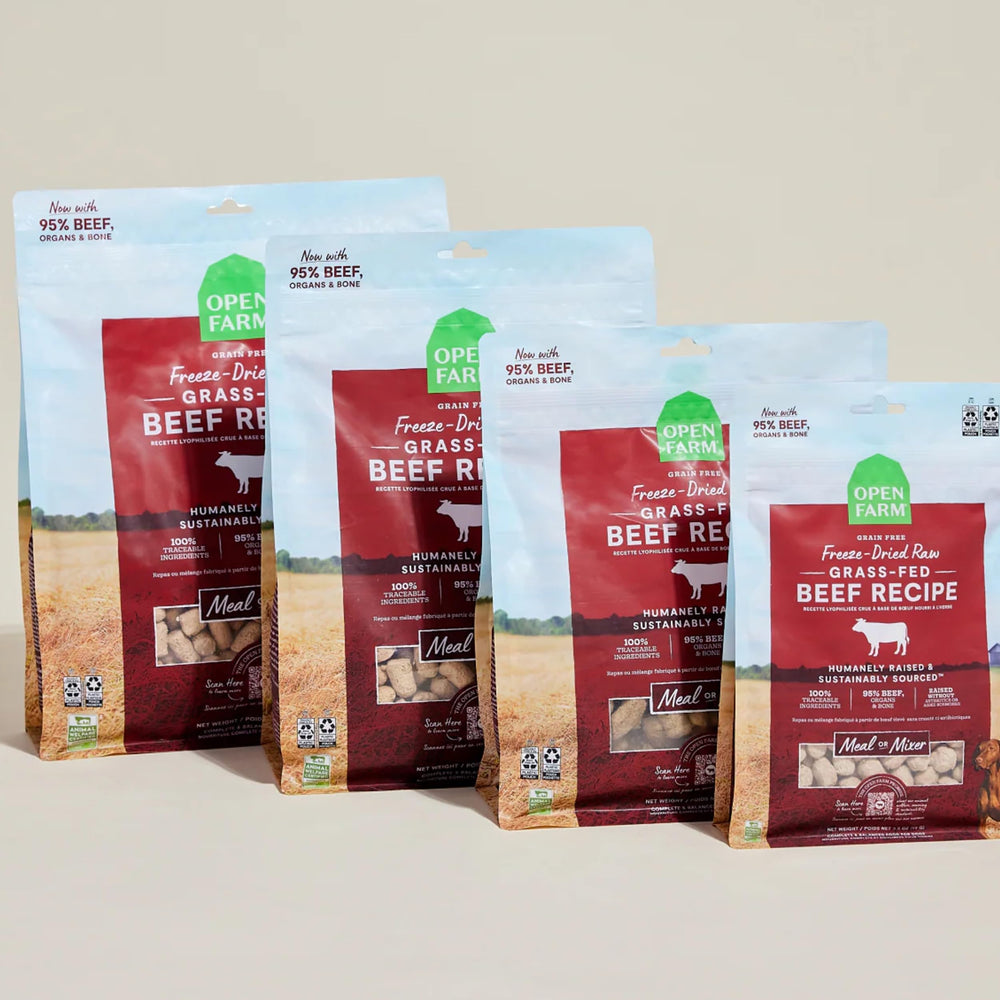 Open Farm bite-sized morsels suited for all breeds and sizes.