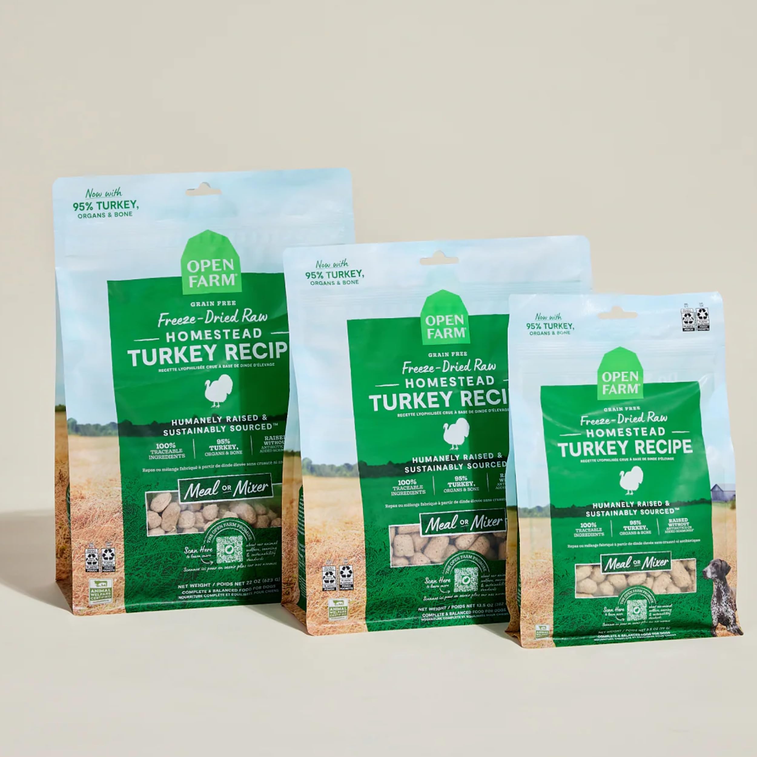 Open Farm bite-sized morsels suitable for all breeds and sizes.