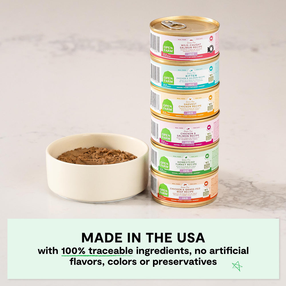 Open Farm cat food served as a meal or topper on kibble.