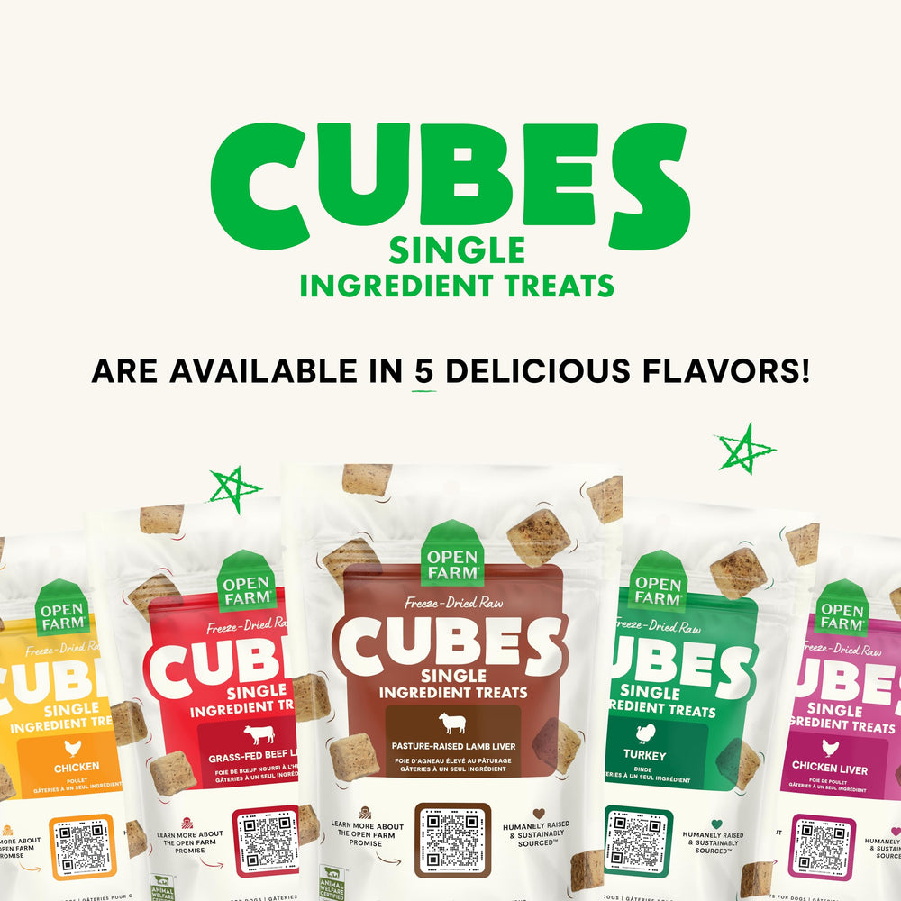 Open Farm Cubes USA-made ingredients ensure traceable quality.