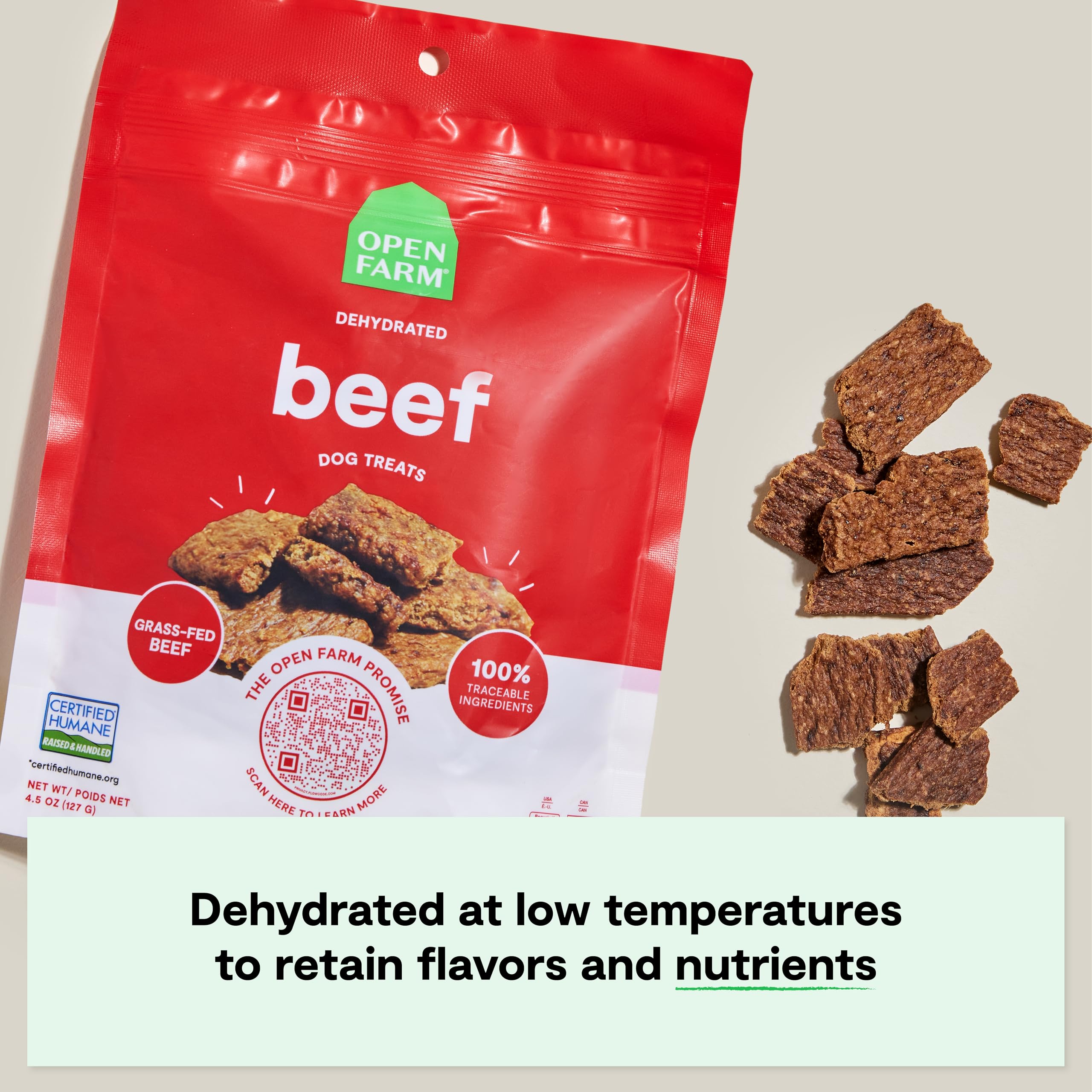 Open Farm Dehydrated Dog Treats ethically sourced ingredients emphasize responsible snacking.