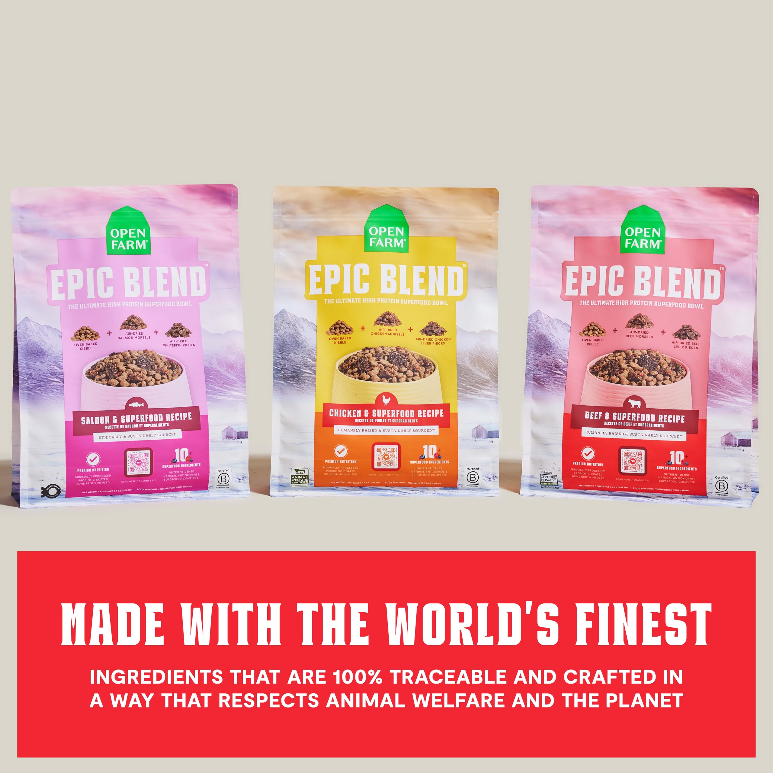 Open Farm Epic Blend grass fed beef sourcing details