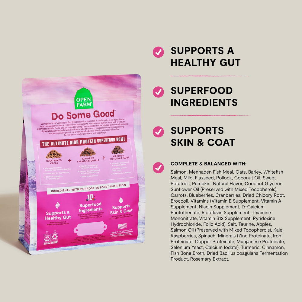Open Farm Epic Blend salmon and superfoods inspire wholesome meals.