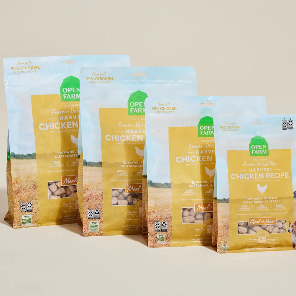 Open Farm freeze-dried process capture suggests flavor preservation and nutrient density.