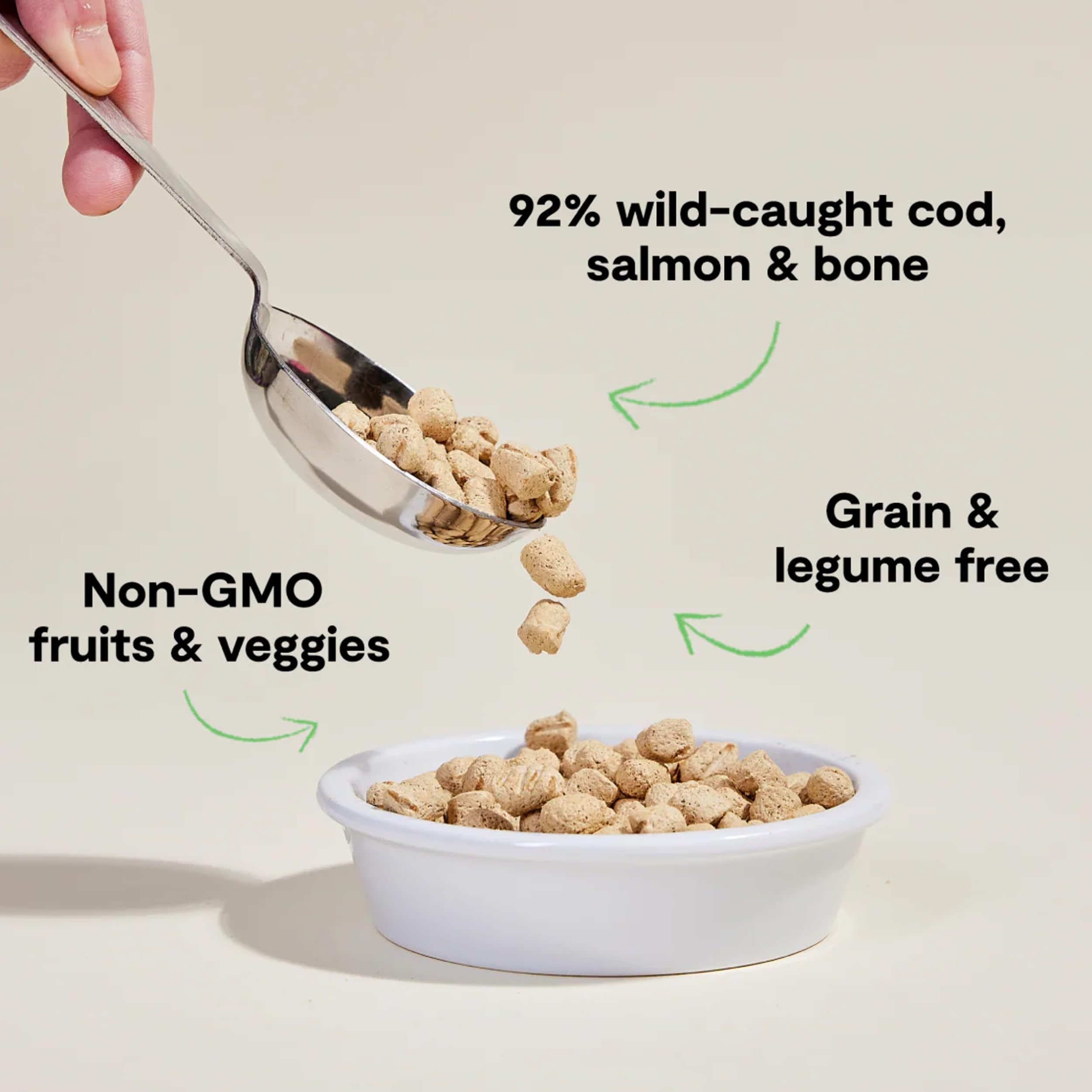 Open Farm freeze-dried raw cat food morsels served in a bowl offer a convenient meal option.