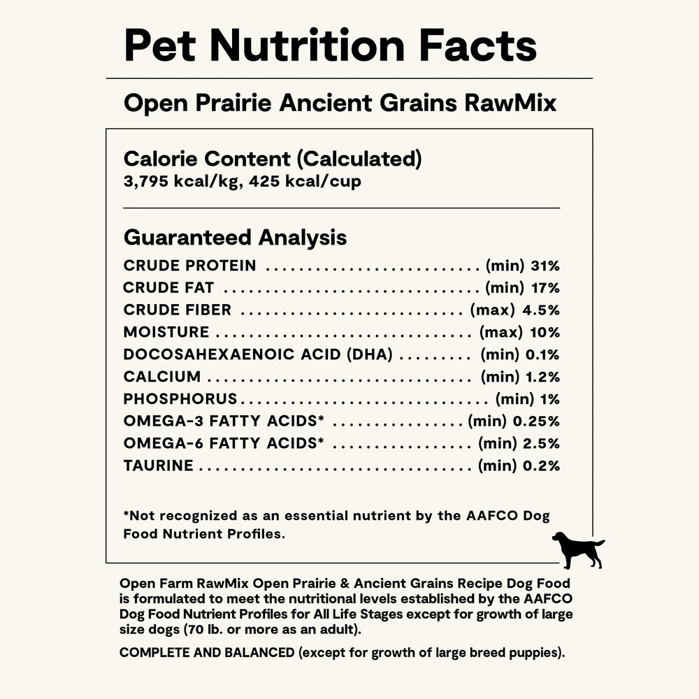 Open Farm freeze-dried raw chunks close-up illustrates full-prey nutrition in kibble