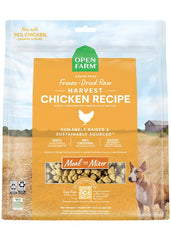 Open Farm freeze-dried raw dog food morsels in a 22oz bag deliver high-protein flavor for dogs.