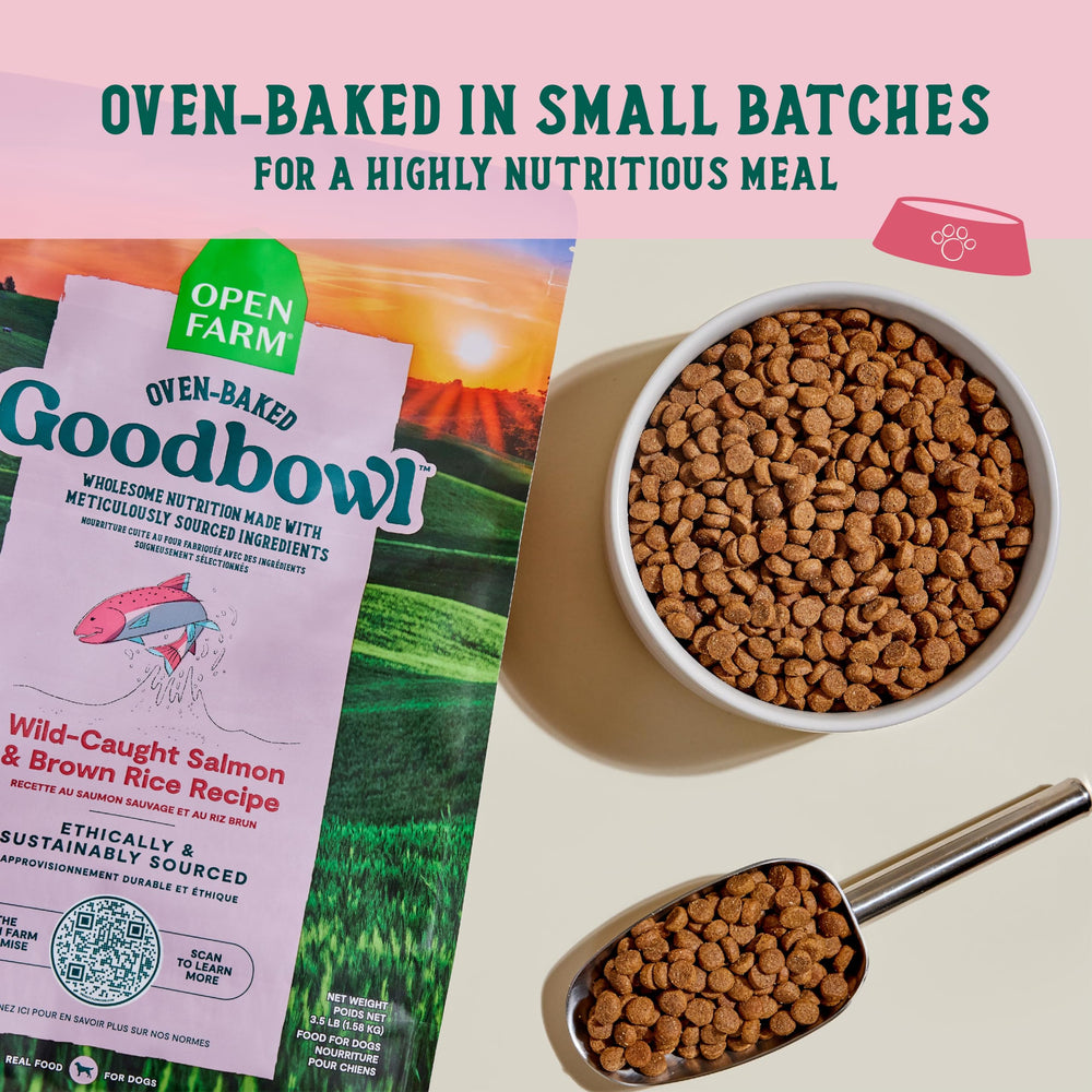 Open Farm Goodbowl small-batch-oven-baked kibble emphasizing digestibility.