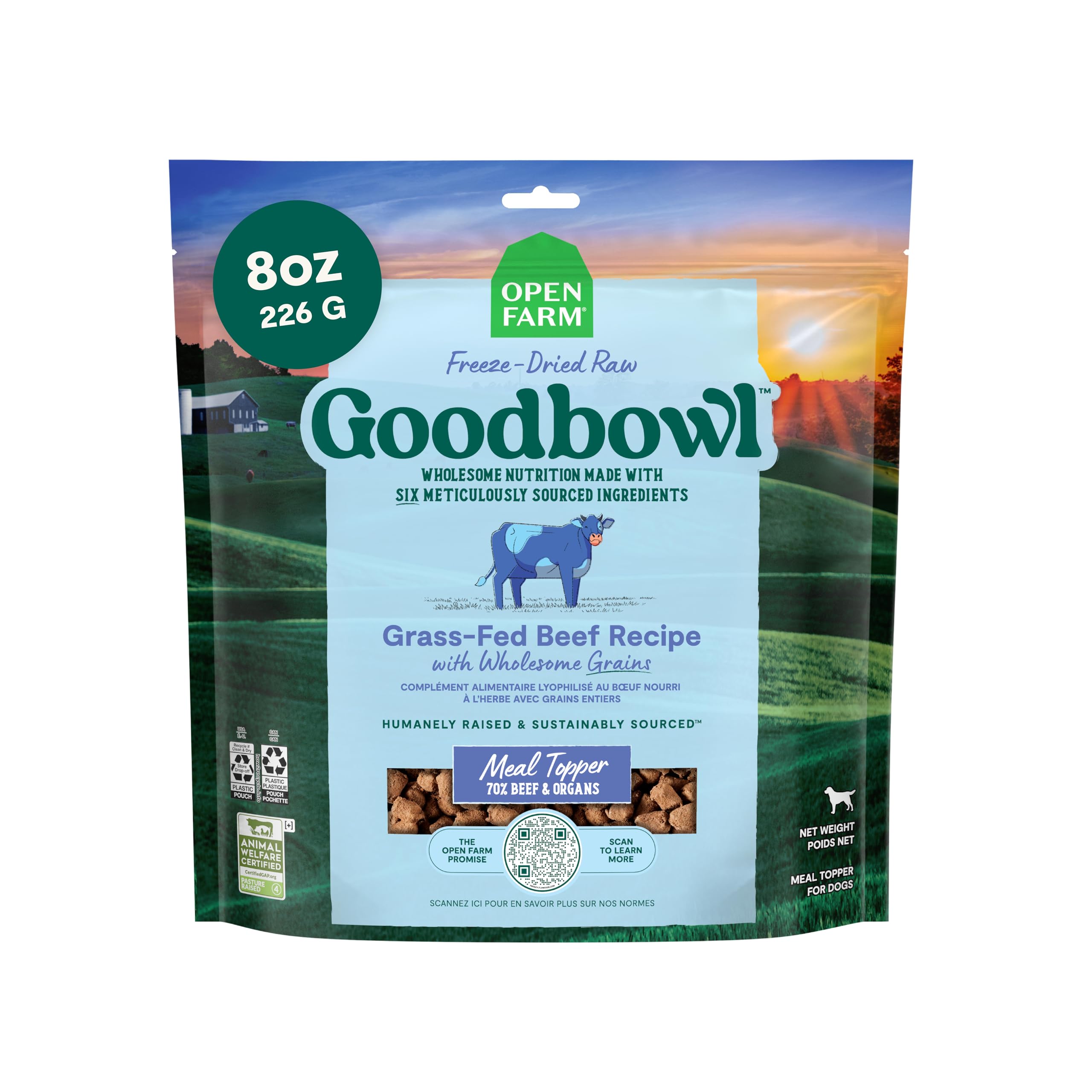 Open Farm Goodbowl topper freeze-dried raw adds flavor to meals.