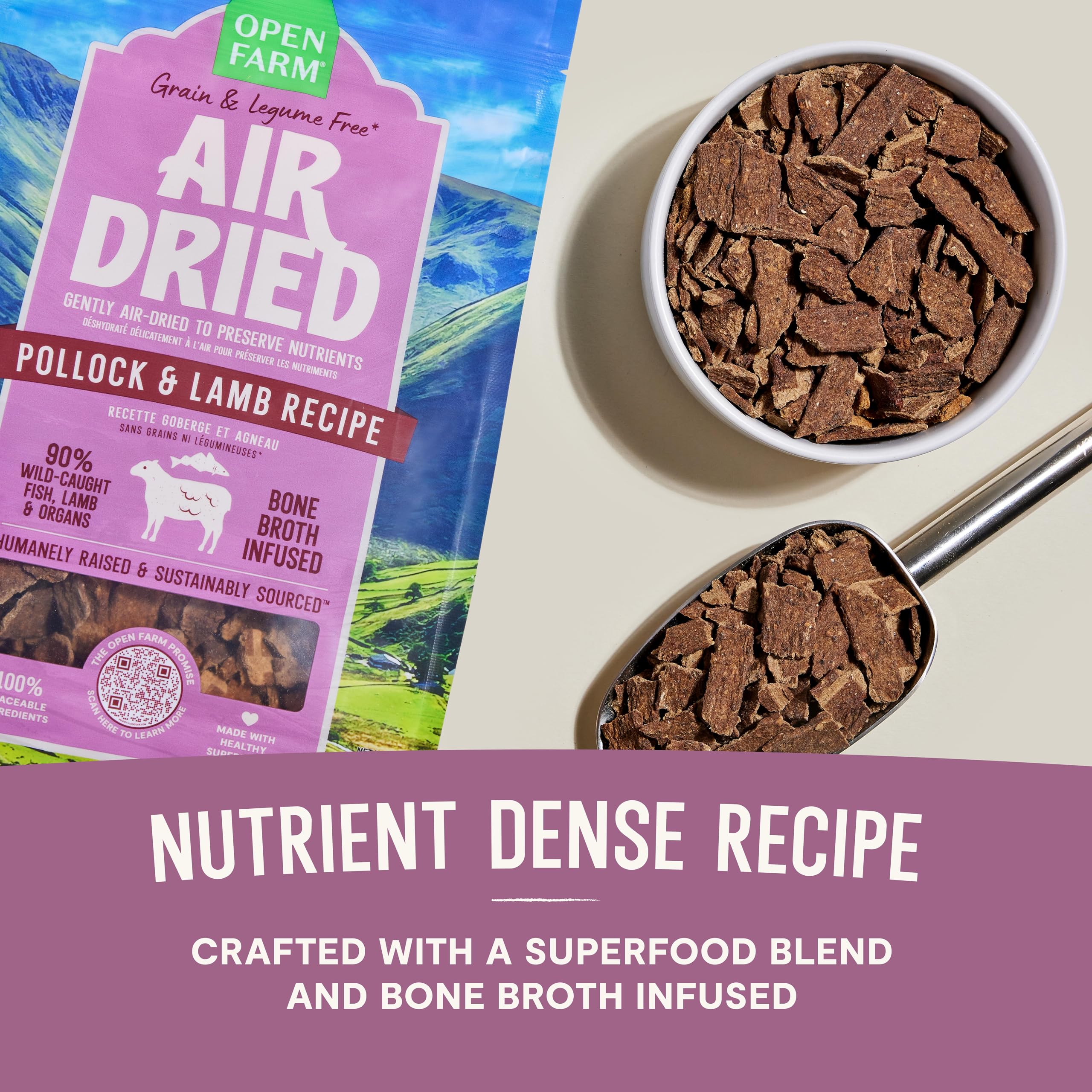 Open Farm grain-free and legume-free recipe suitable as topper or meal.