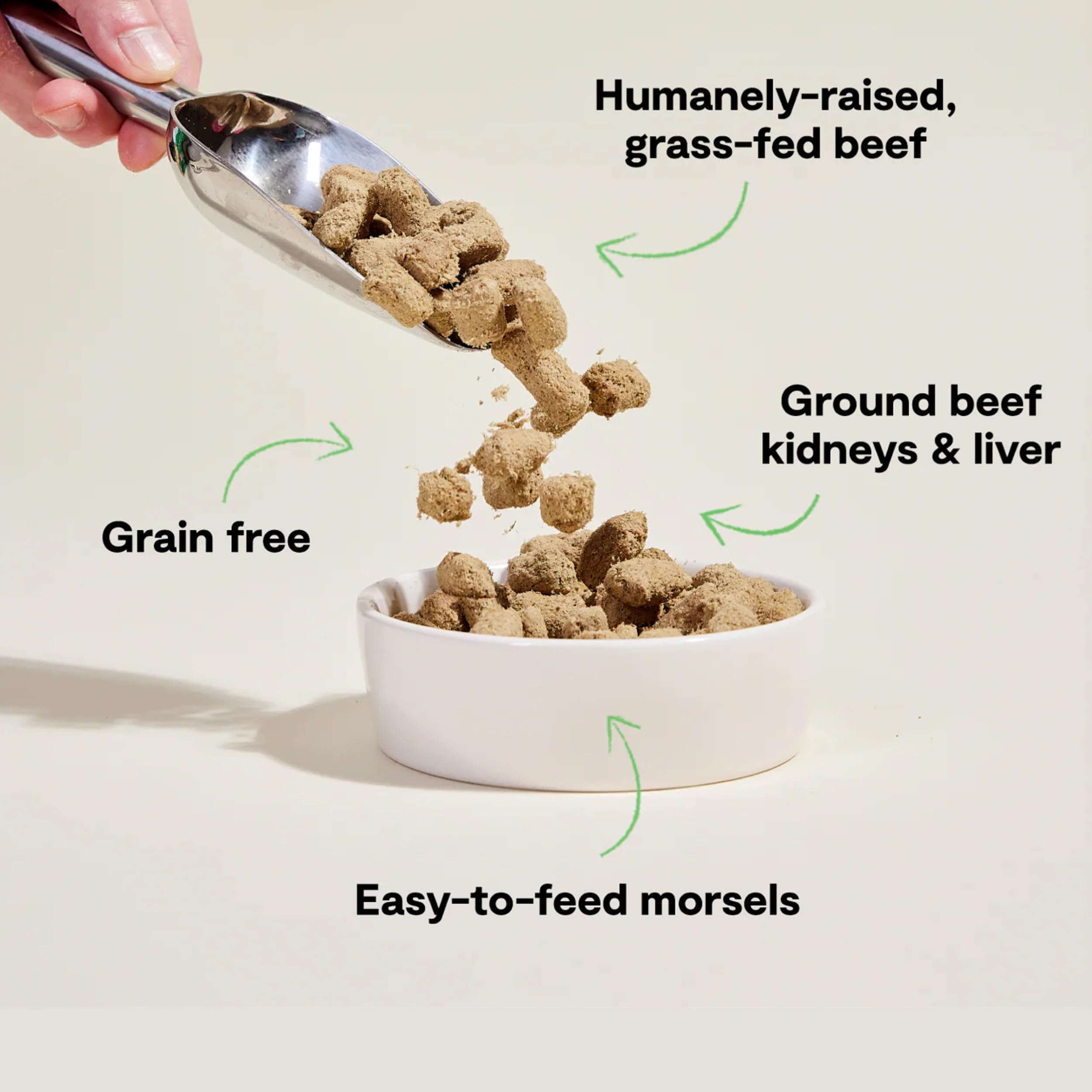 Open Farm grass-fed beef morsels, complete meal option for dogs.