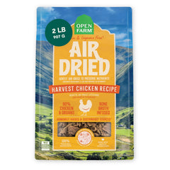 Open Farm Harvest Chicken recipe bag shows complete grain-free dog food option.
