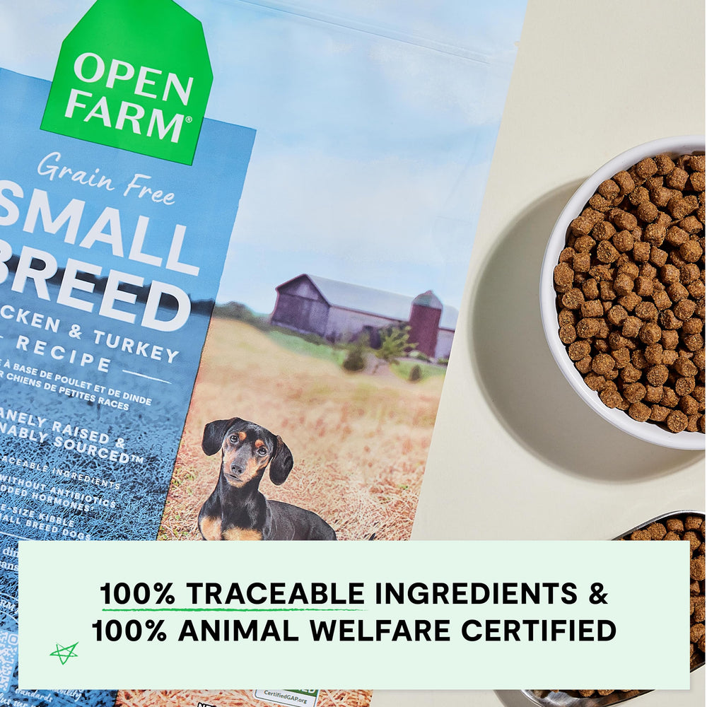 Open Farm no corn wheat soy badge — clean recipe without common fillers.