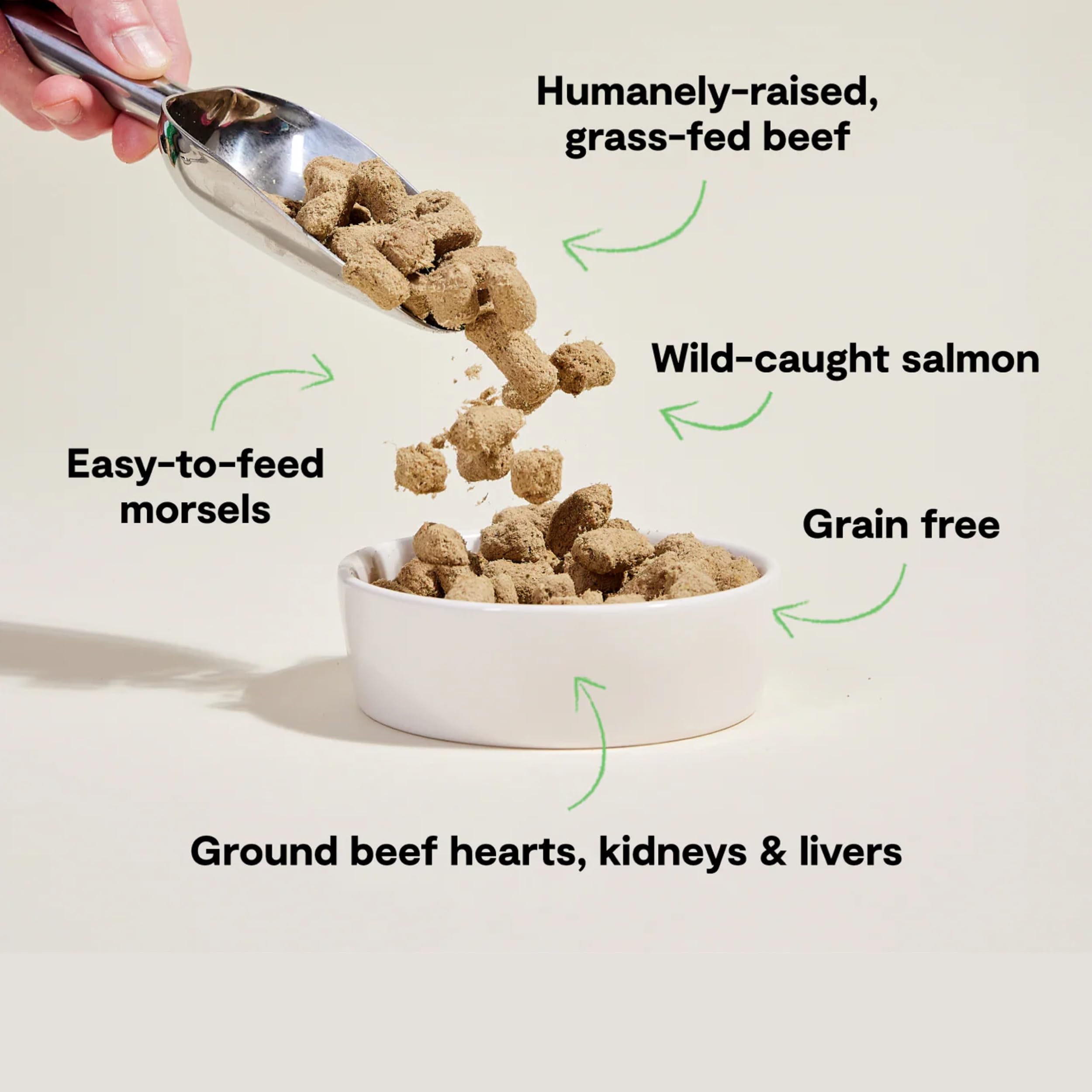 Open Farm morsels highlight organs and bone for balanced nutrition.