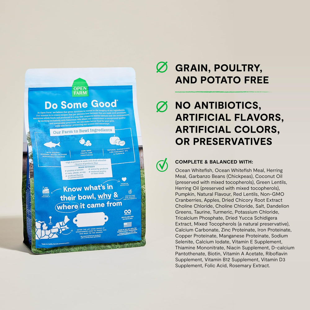 Open Farm prebiotic fiber supports digestive comfort in kibble.