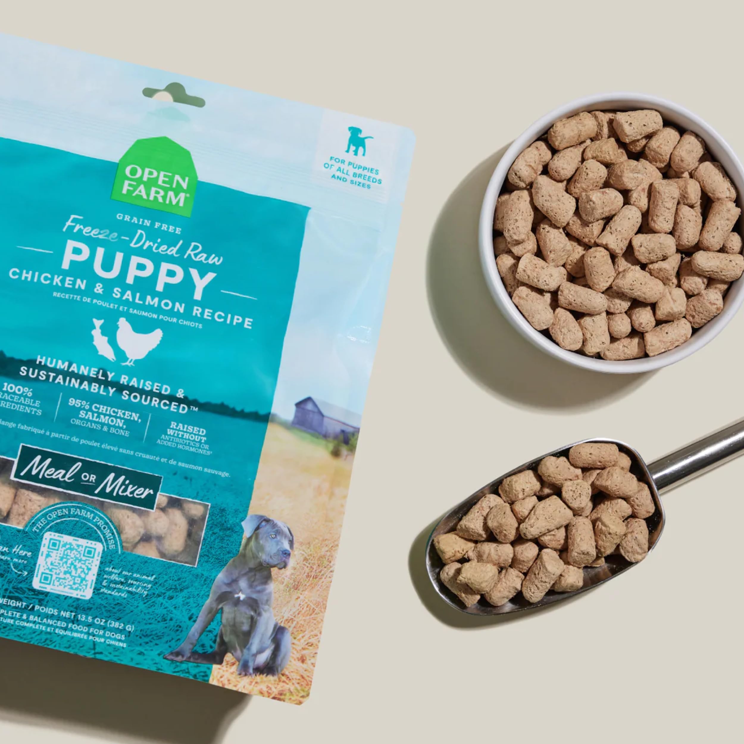 Open Farm freeze-dried process: flavor and nutrients preserved without preservatives.