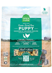 Open Farm puppy morsels 95% meat: high-protein bites for growing puppies.