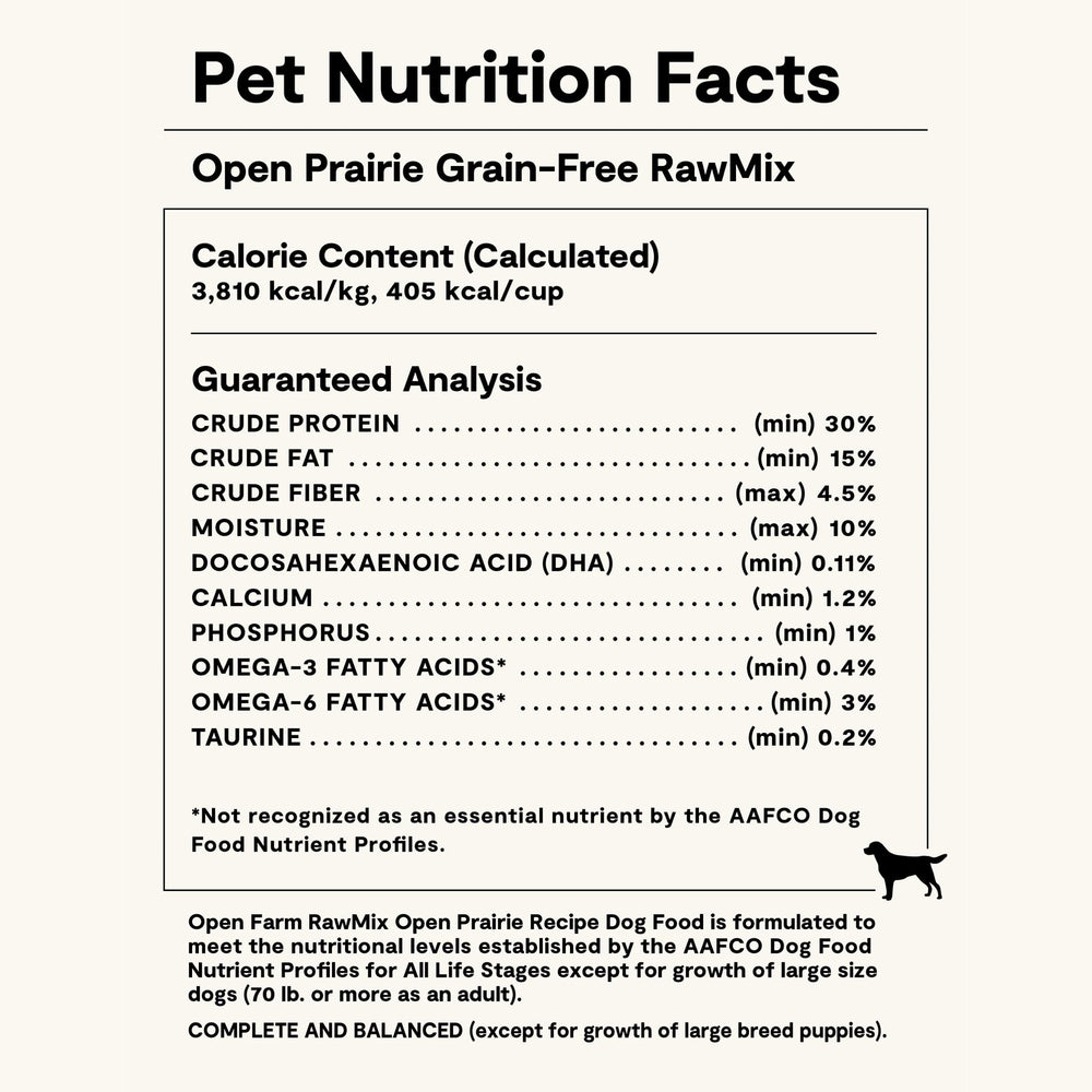 Open Farm 3.5lb bag of RawMix grain-free dog food.