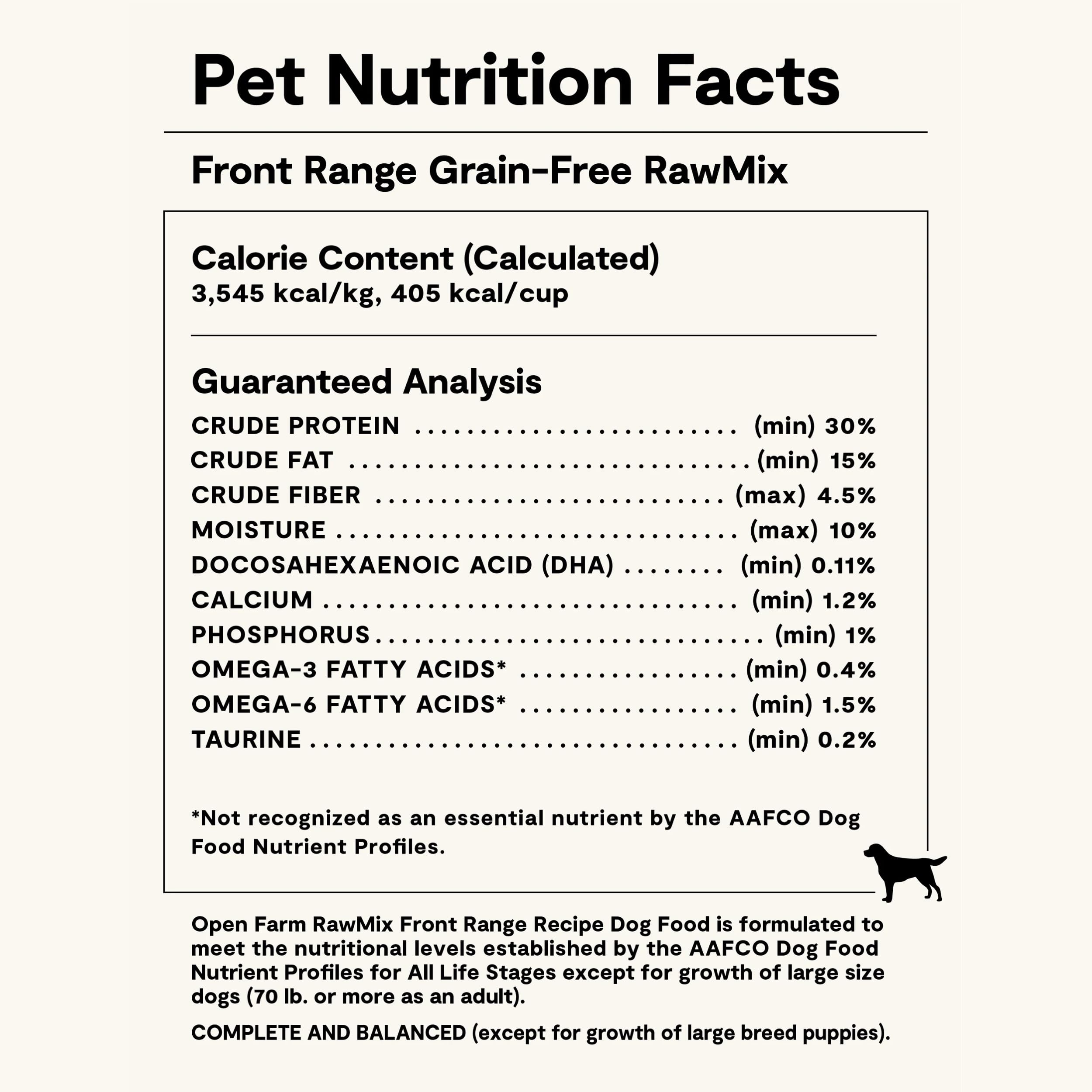 Open Farm RawMix beef, pork and lamb meat pieces emphasize humane sourcing.
