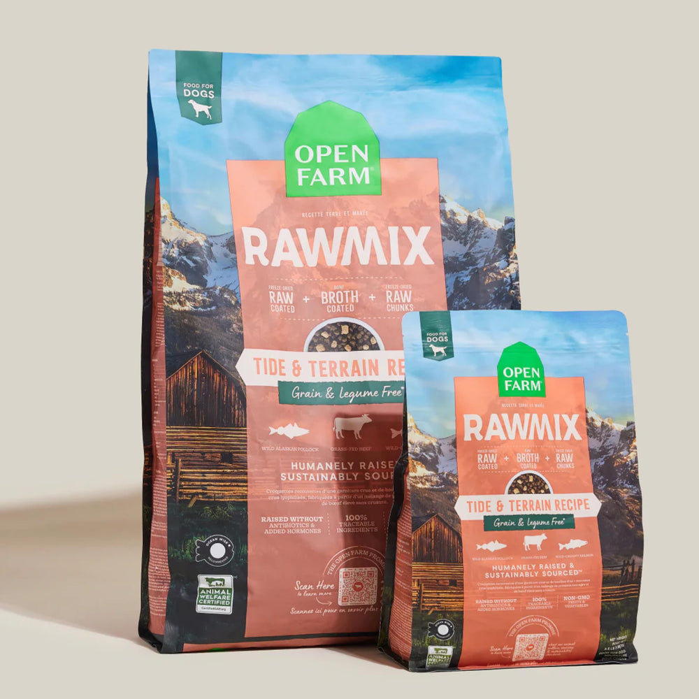 Open Farm RawMix OceanWise-certified fish and GAP-certified meats signal responsible sourcing.