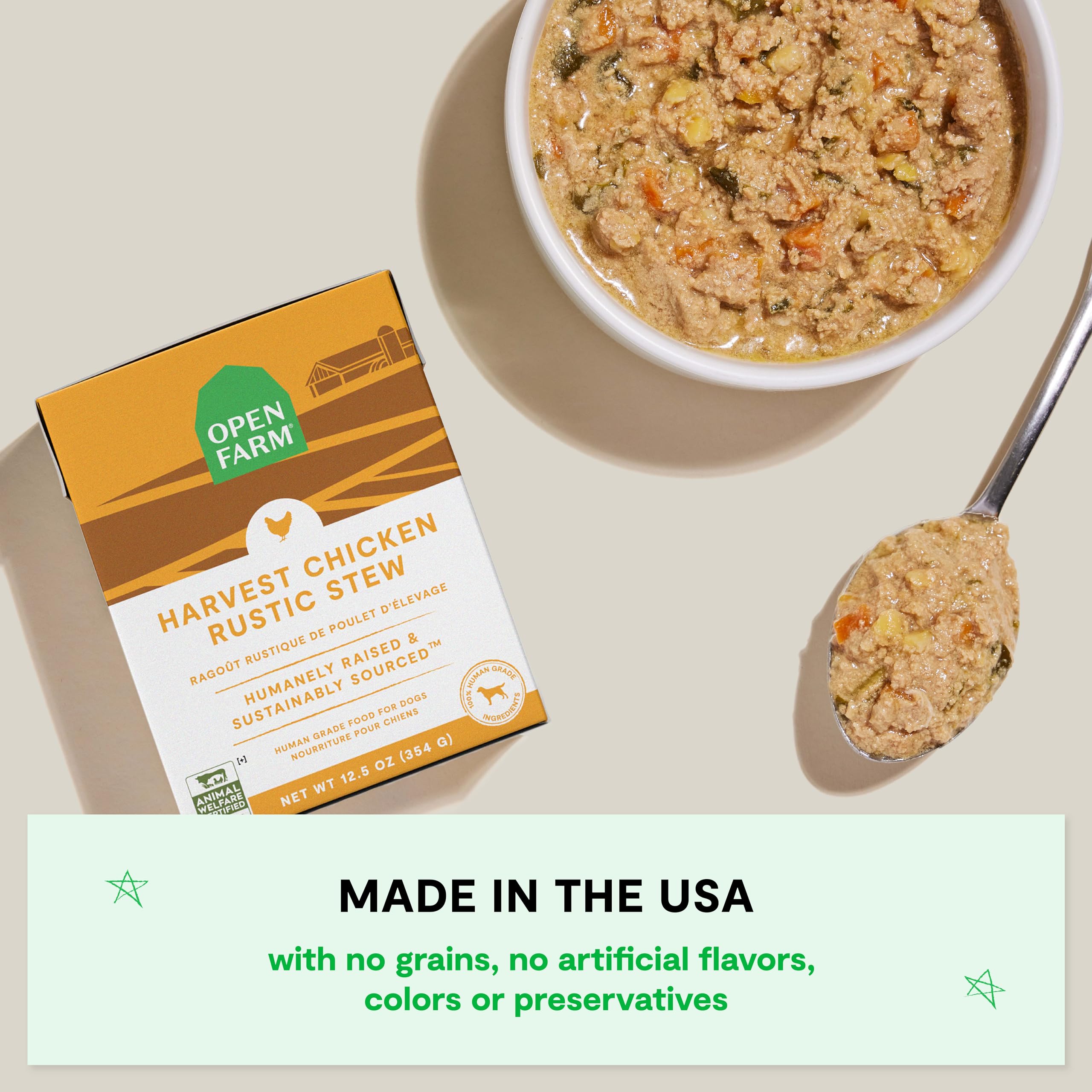 Open Farm Rustic Stews uses 3rd-party certification for ingredient transparency.