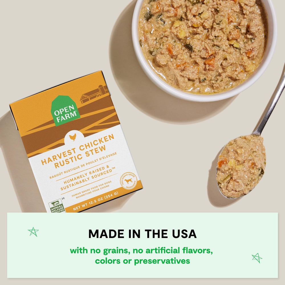 Open Farm Rustic Stews uses 3rd-party certification for ingredient transparency.