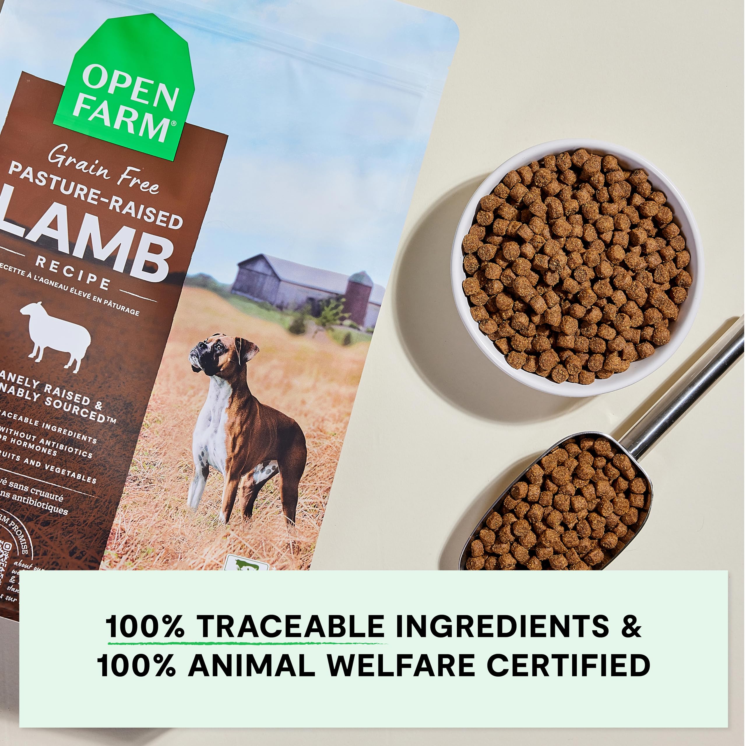 Open Farm sustainable sourcing certificates ensuring ethical ingredient origins.