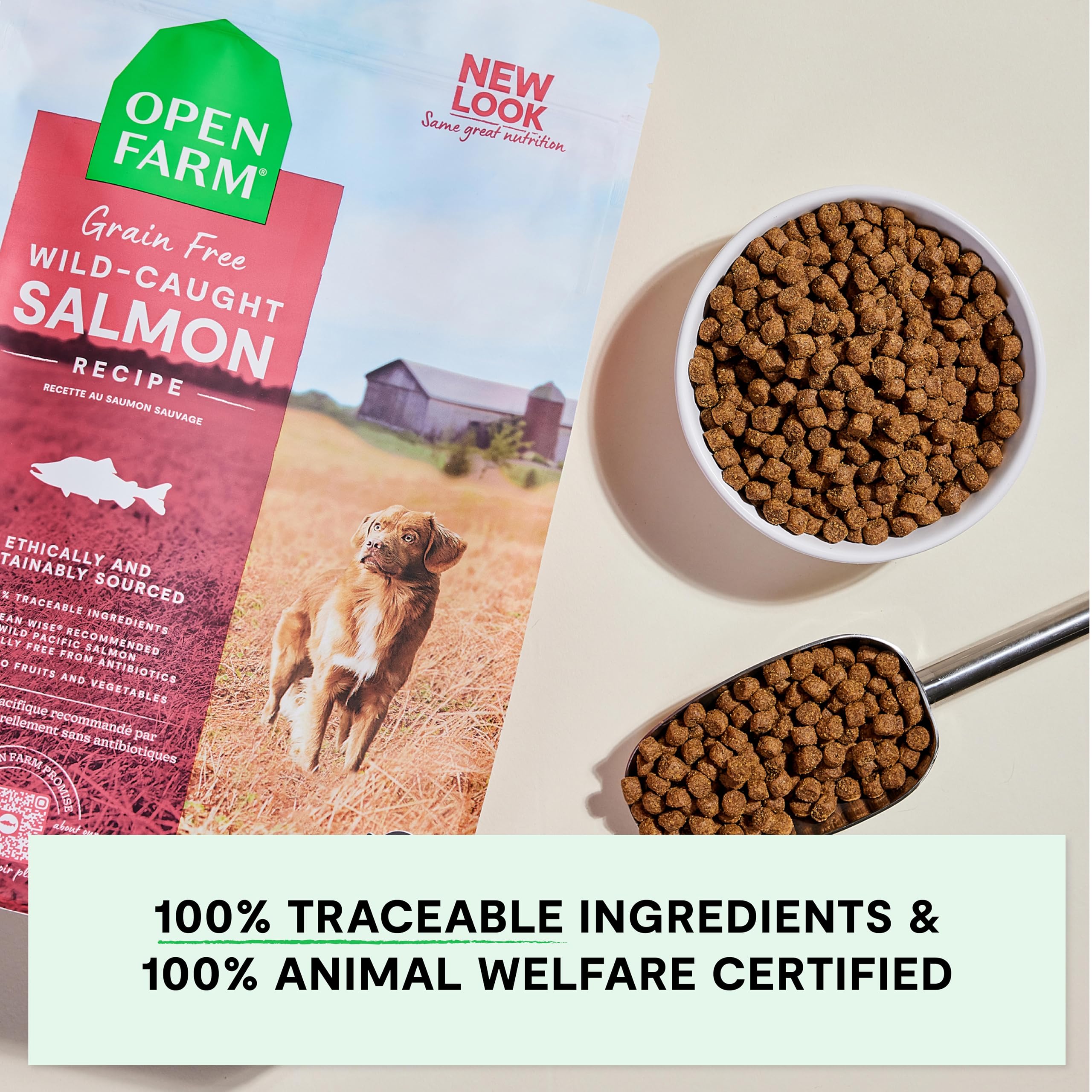 Open Farm traceable-ingredients label demonstrates transparency and confidence at mealtime.