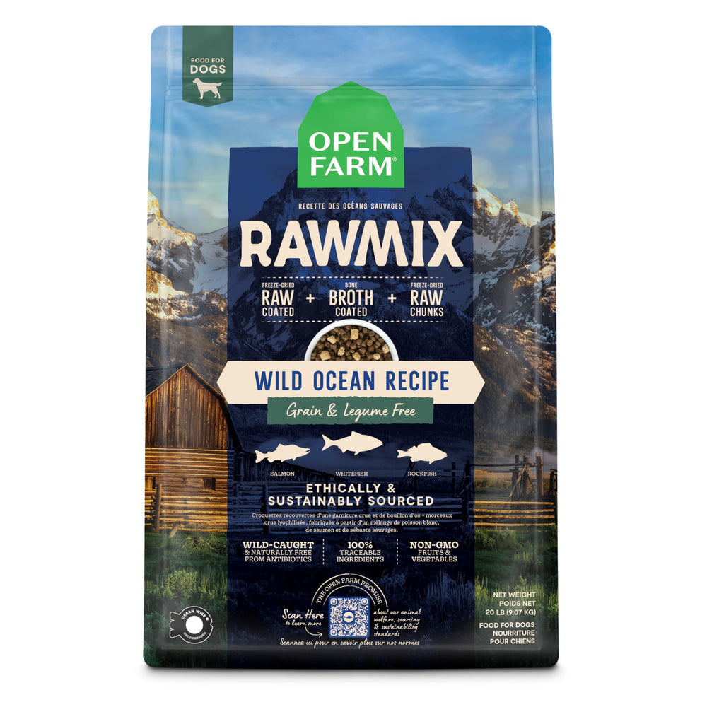 Open Farm Wild Ocean Recipe 20lb bag with grain-free kibble for protein-forward meals.