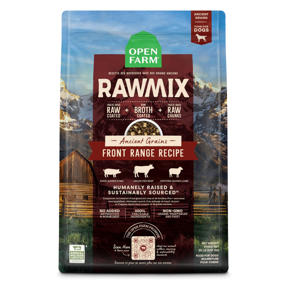 Open Farm RawMix Front Range bag featuring humanely sourced ingredients for balanced dog nutrition