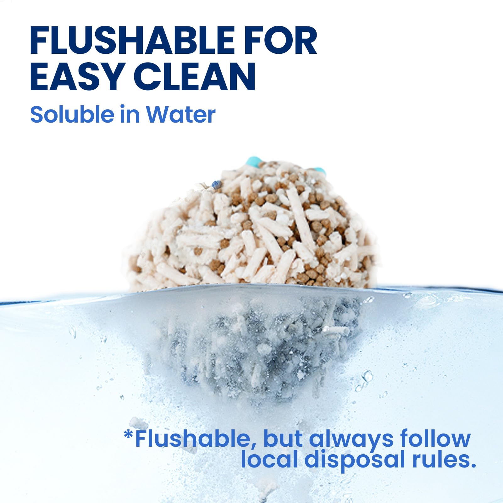 OPET litter is flushable for easy disposal after use.