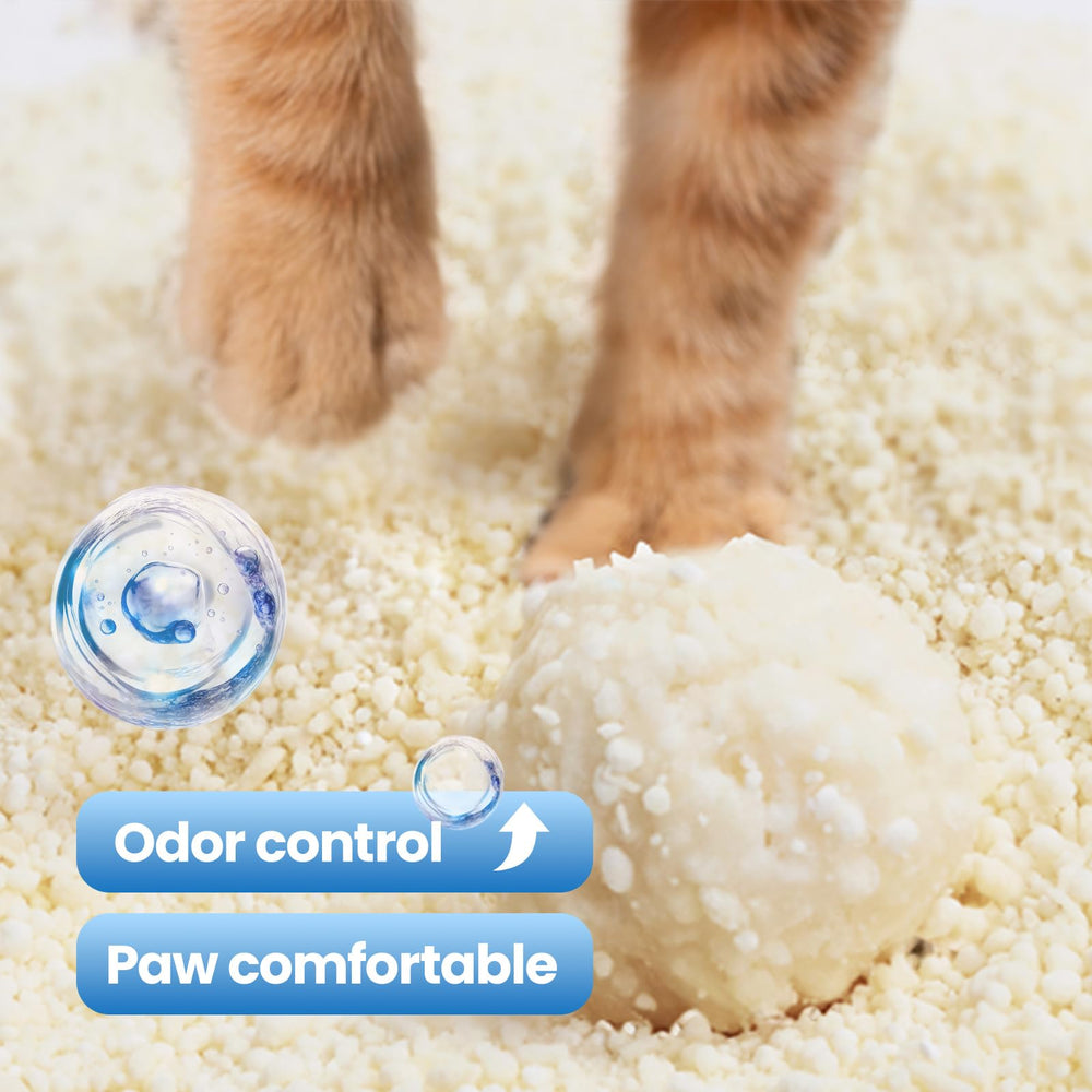 OPET clumping pellets reduce waste with quick scooping.