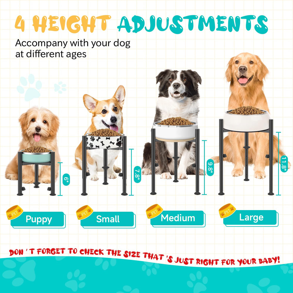 Oppro elevated dog bowl stand at 12-inch height suits growing, medium-to-large dogs.