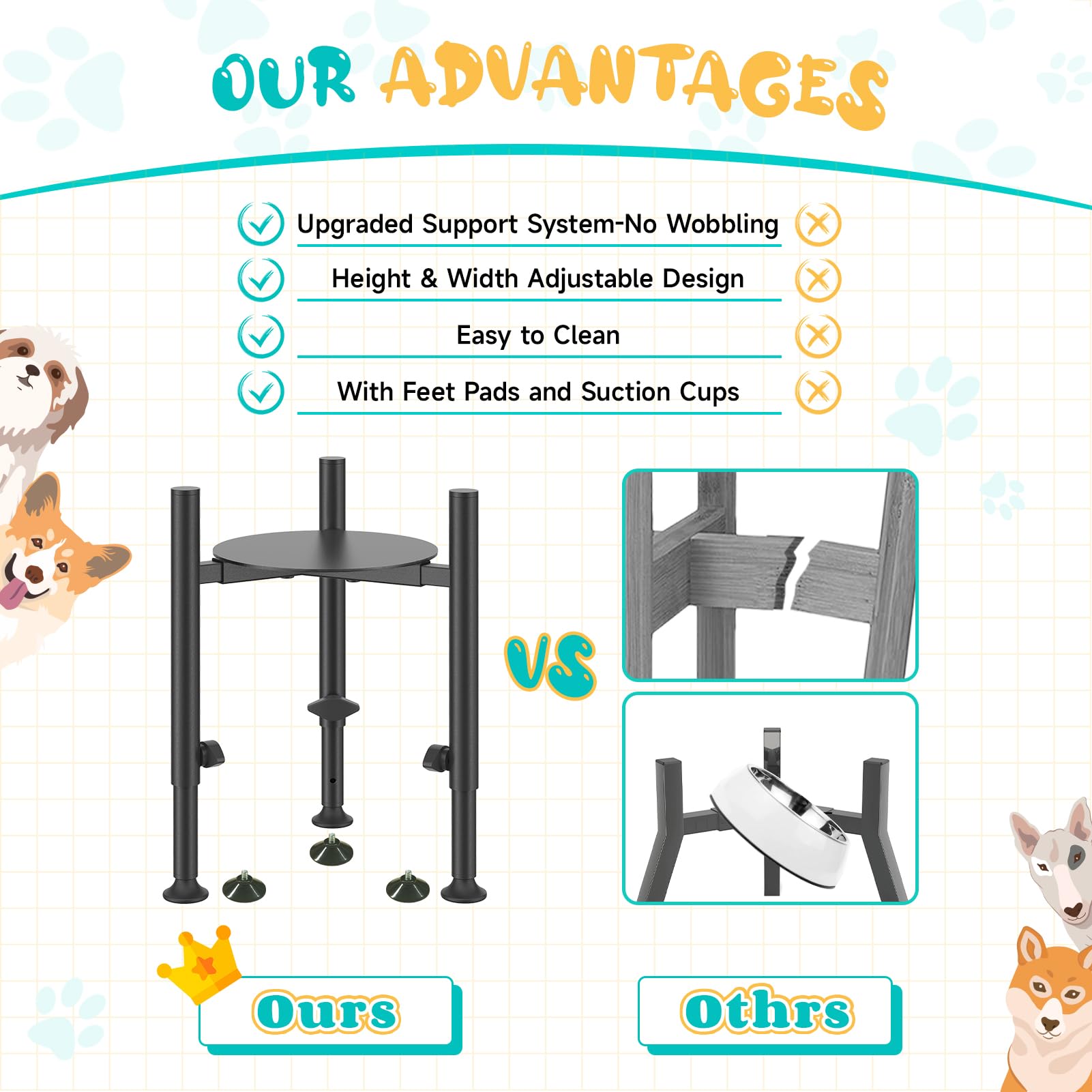 Oppro elevated dog bowl stand at 13-8-inch height accommodates tall breeds at mealtime.