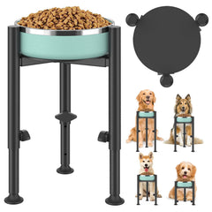 Oppro elevated dog bowl stand at 8-inch height promotes comfortable feeding for small dogs.