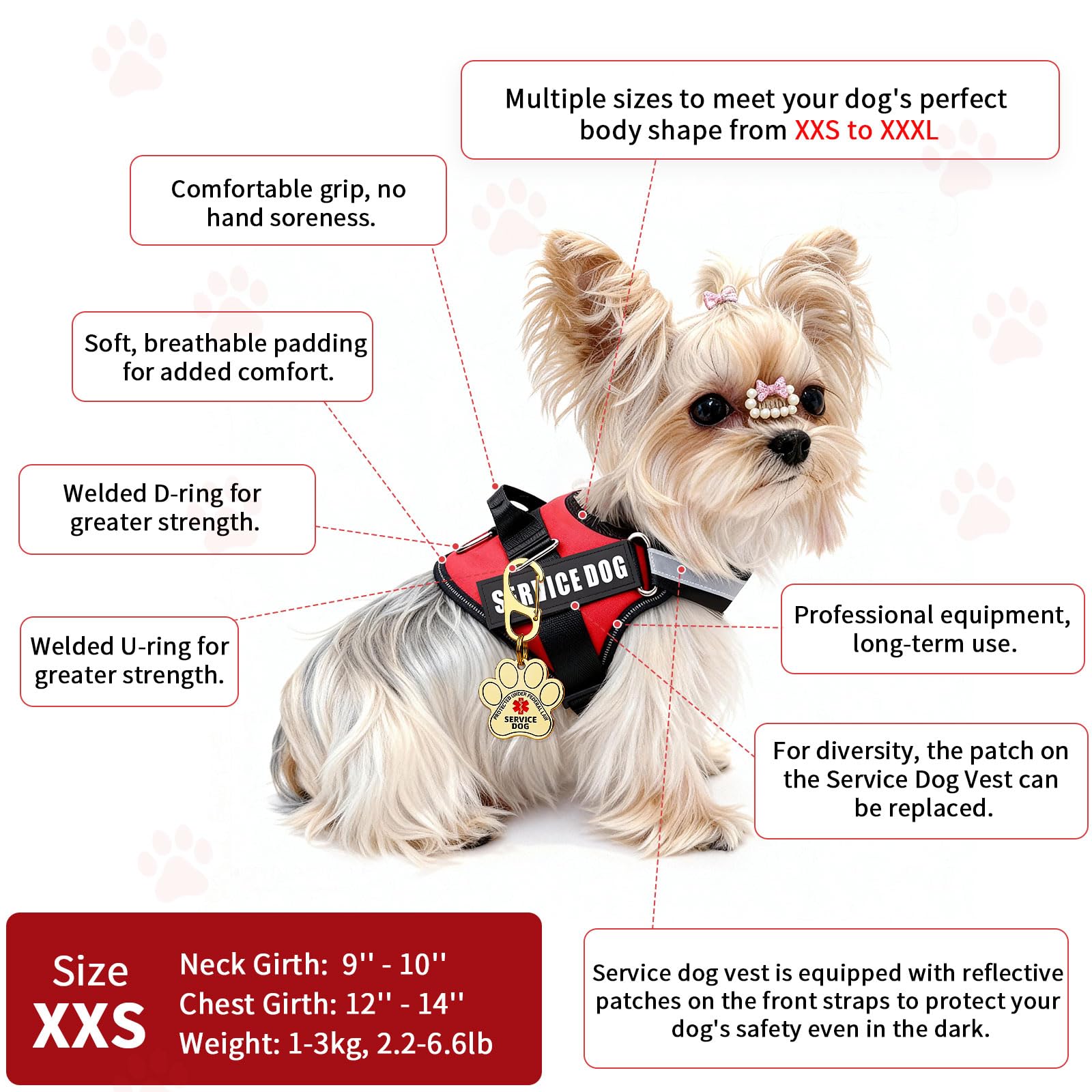 Opstin service animal vest showing reflective tape for nighttime visibility